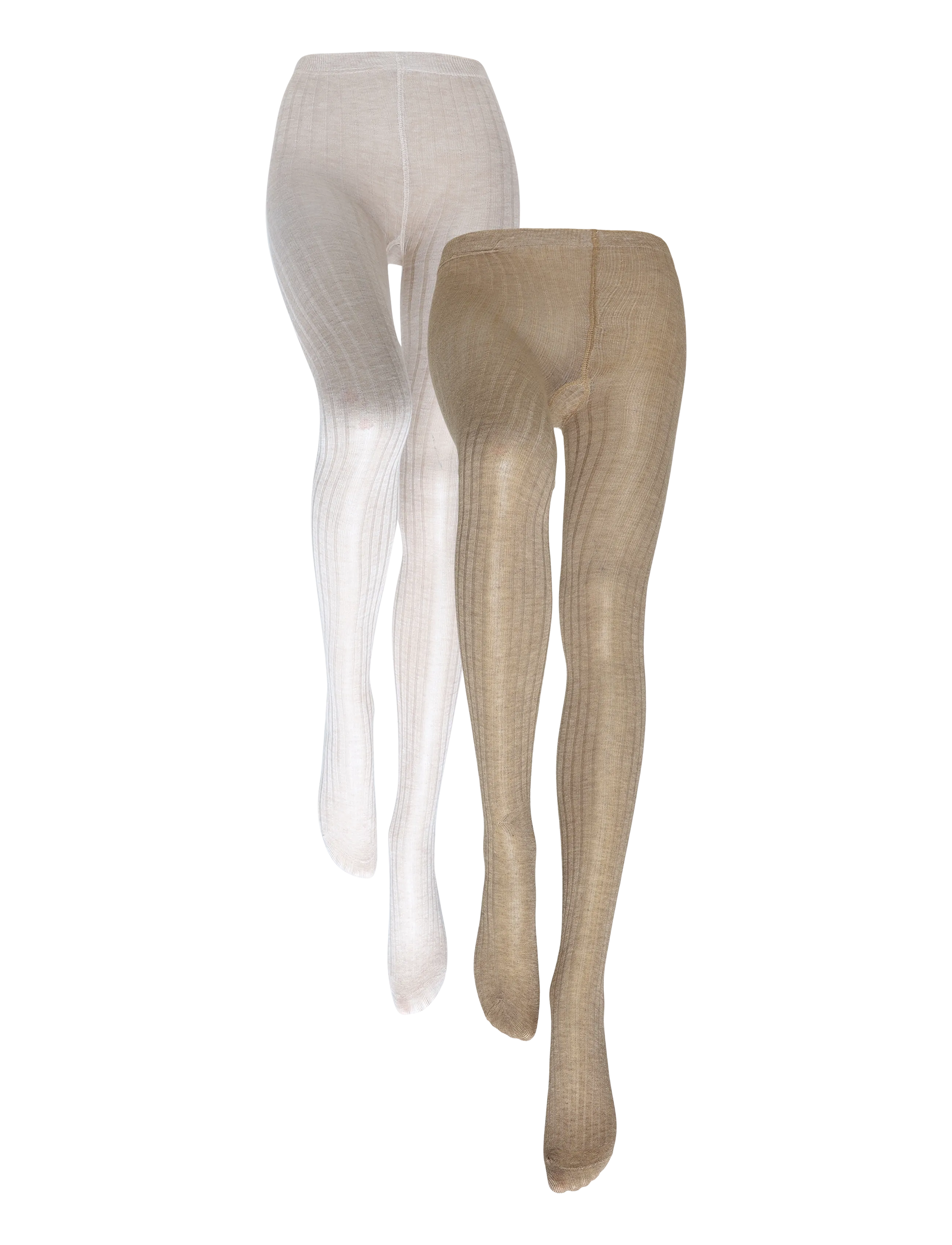Huttelihut Wool Rib Stockings 2-Pack - Barn 98-134 - CAMEL MELANGE / beige