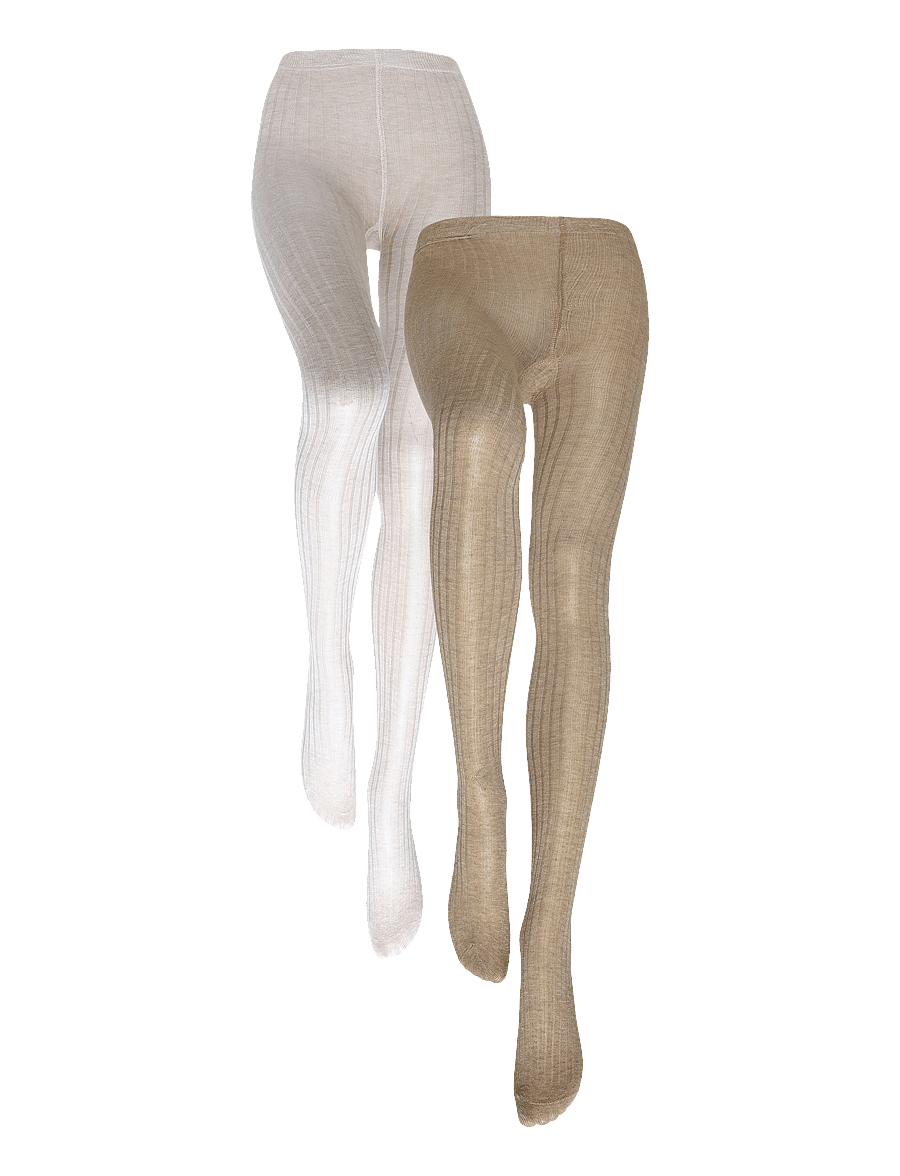 Huttelihut - Wool Rib Stockings 2-Pack - strumpbyxor - camel melange - 0