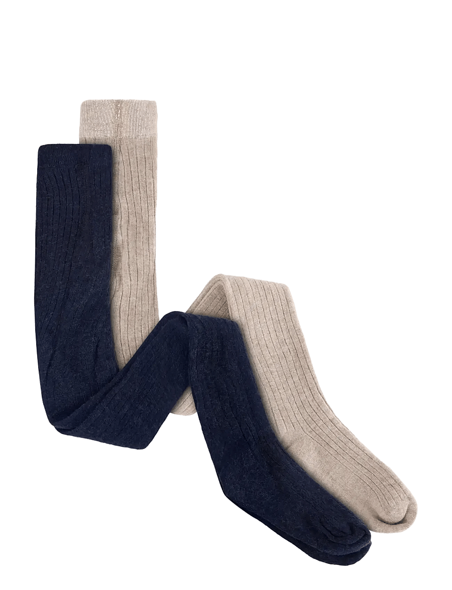 Huttelihut - Wool Rib Stockings 2-Pack - sukkpüksid - dark navy - 0