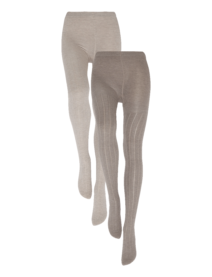 Huttelihut - Wool Stockings 2-Pack - strumpbyxor - camel melange - 0
