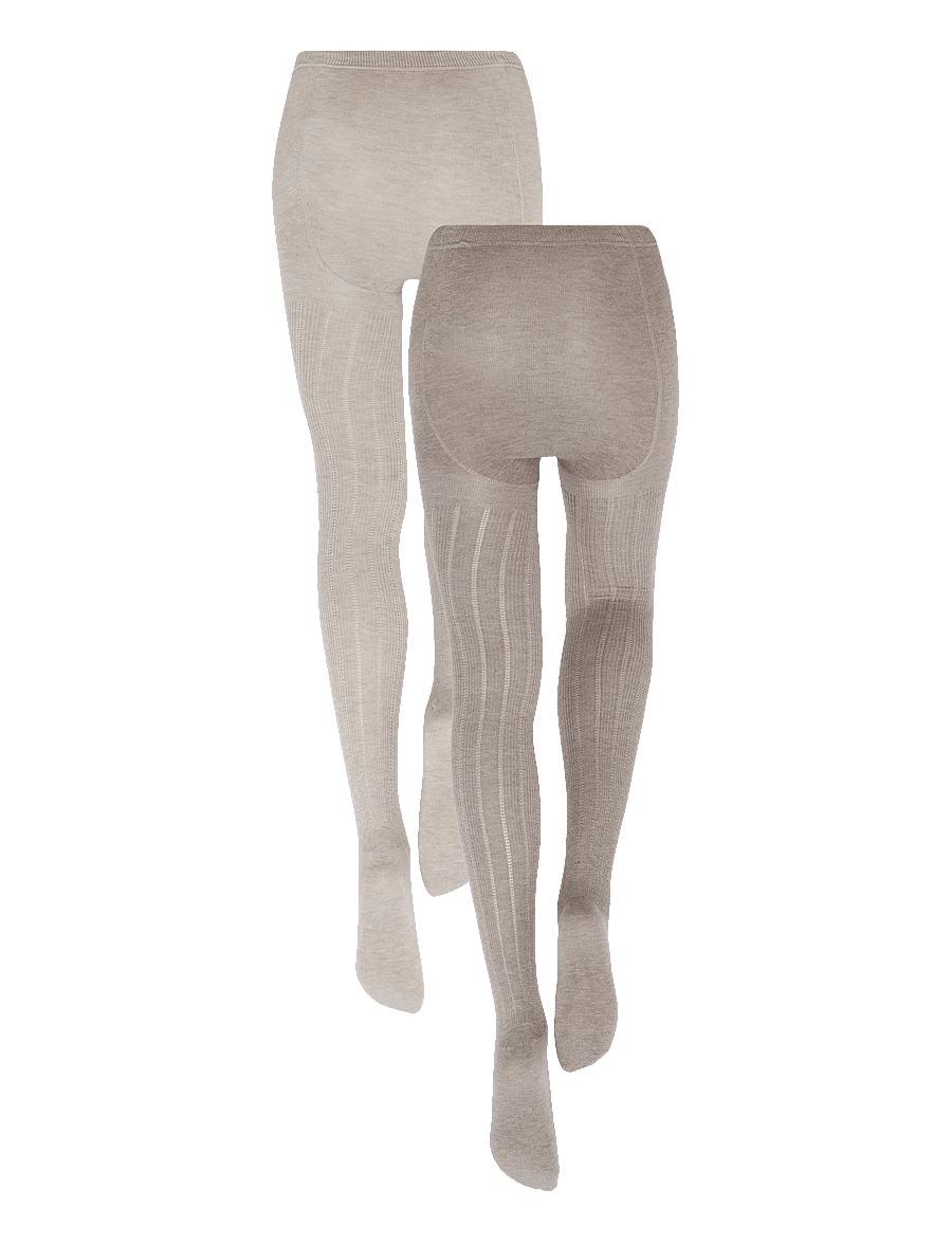 Huttelihut - Wool Stockings 2-Pack - strumpbyxor - camel melange - 1