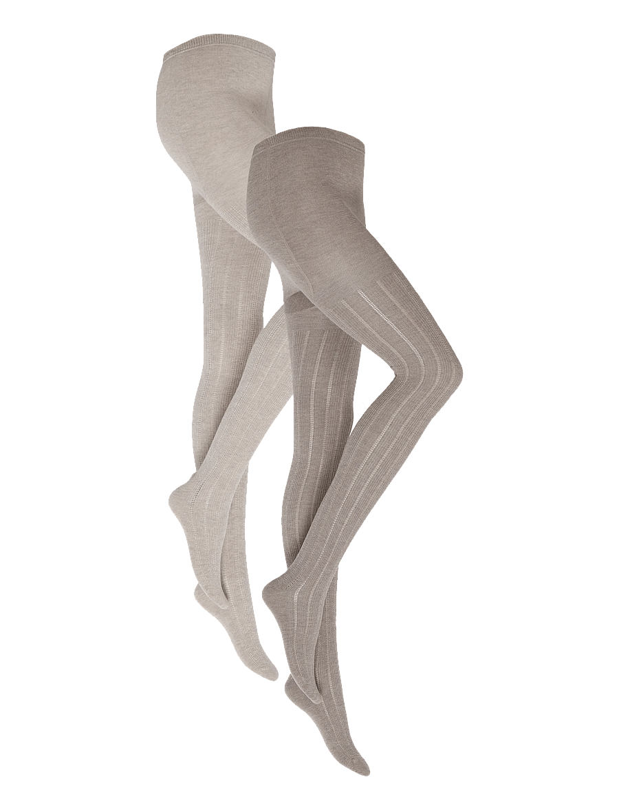 Huttelihut - Wool Stockings 2-Pack - strumpbyxor - camel melange - 2