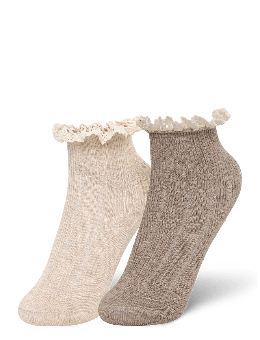 Huttelihut - Wool Lace Socks 2-Pack - strümpfe - camel melange - 0