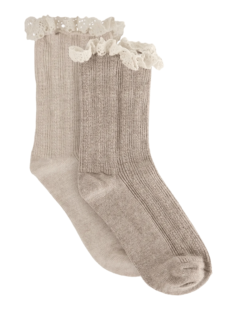 Huttelihut - Wool Lace Socks 2-Pack - chaussettes - camel melange - 0
