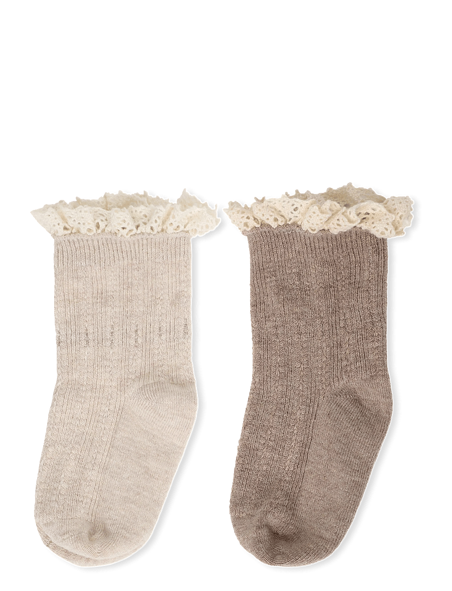 Huttelihut - Wool Lace Socks 2-Pack - strümpfe - camel melange - 1