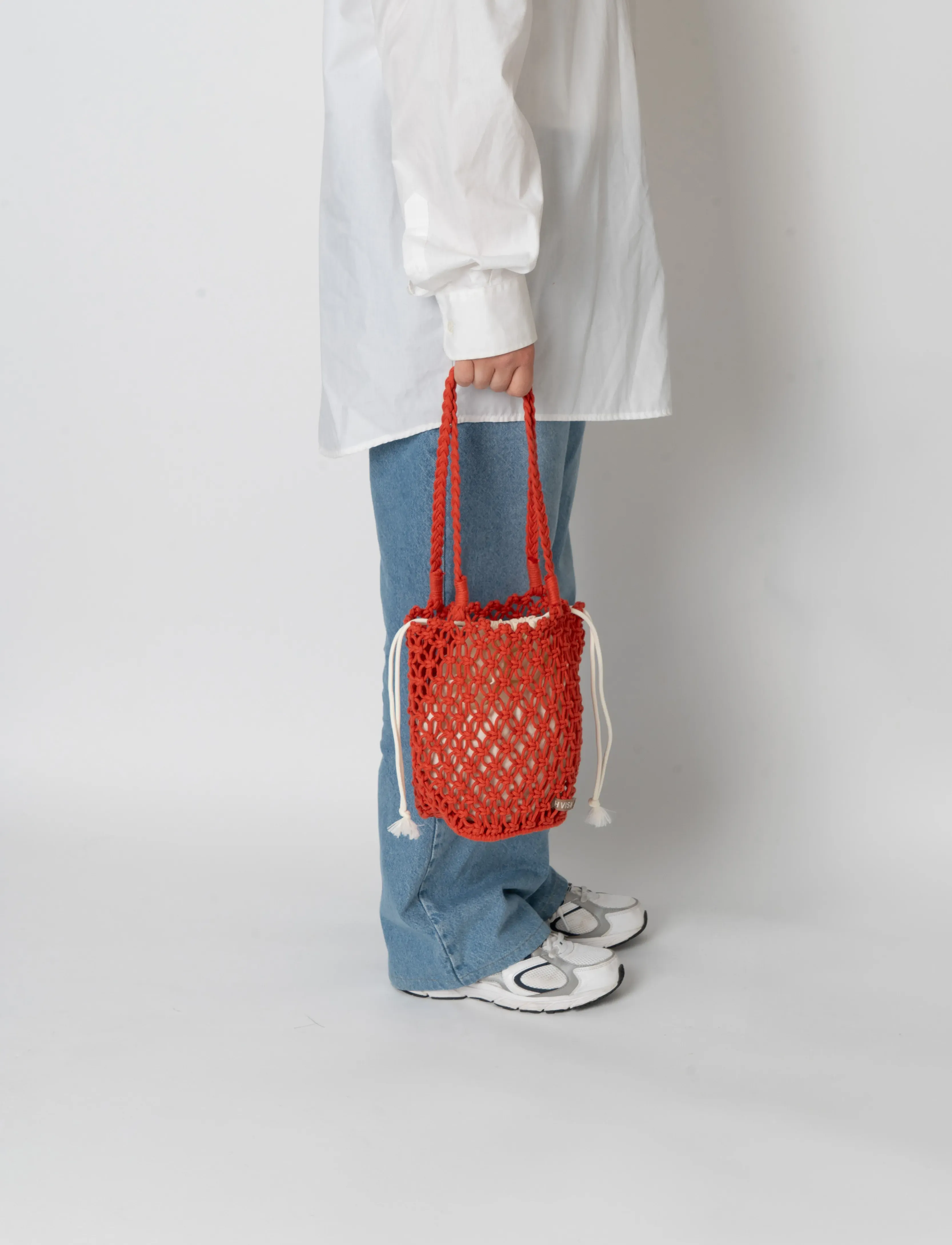 HVISK Lolly Tote, Kvinder, Makramé Indkøbstaske, Rød, Str: ONE SIZE