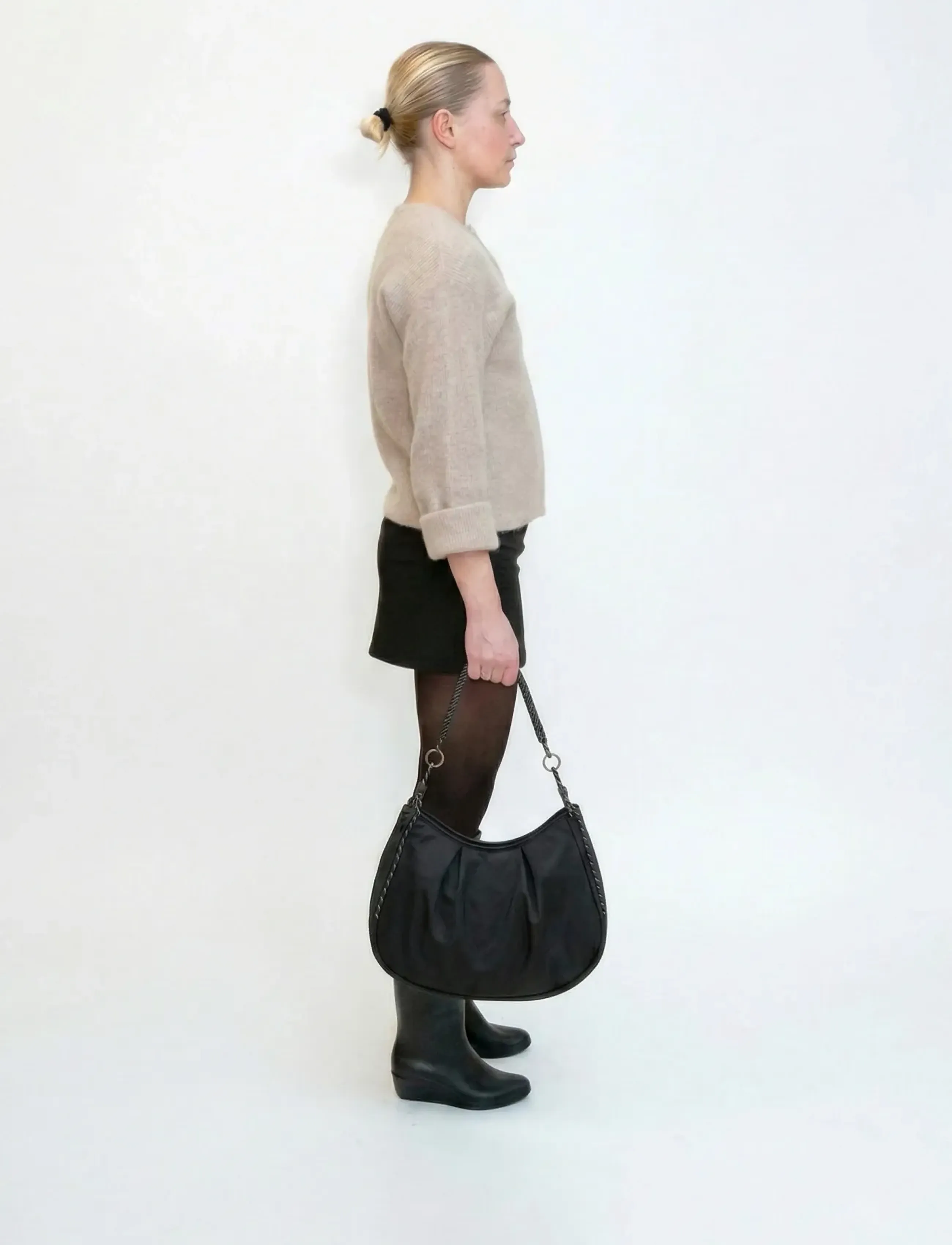 HVISK Ellis Textured Twill, Kvinder, Hobo Taske, Sort, Str: ONE SIZE