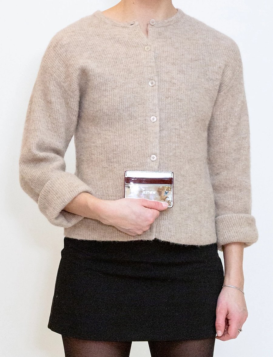 HVISK - CARDHOLDER MIRROR GLOSS - silver maroon - 0