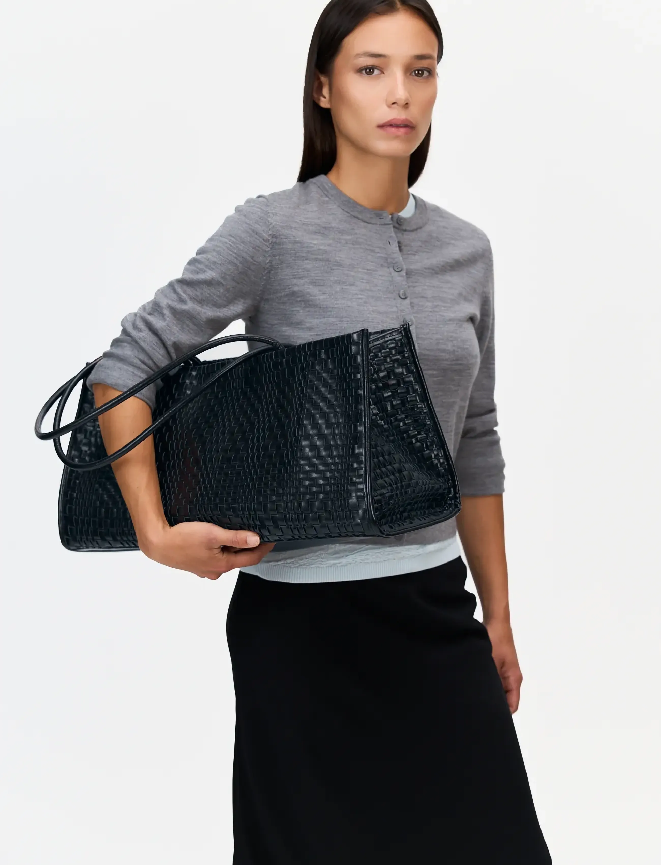 HVISK - HANNAH RAW STRUCTURE BRAIDED - tote bags - navy blue - 0