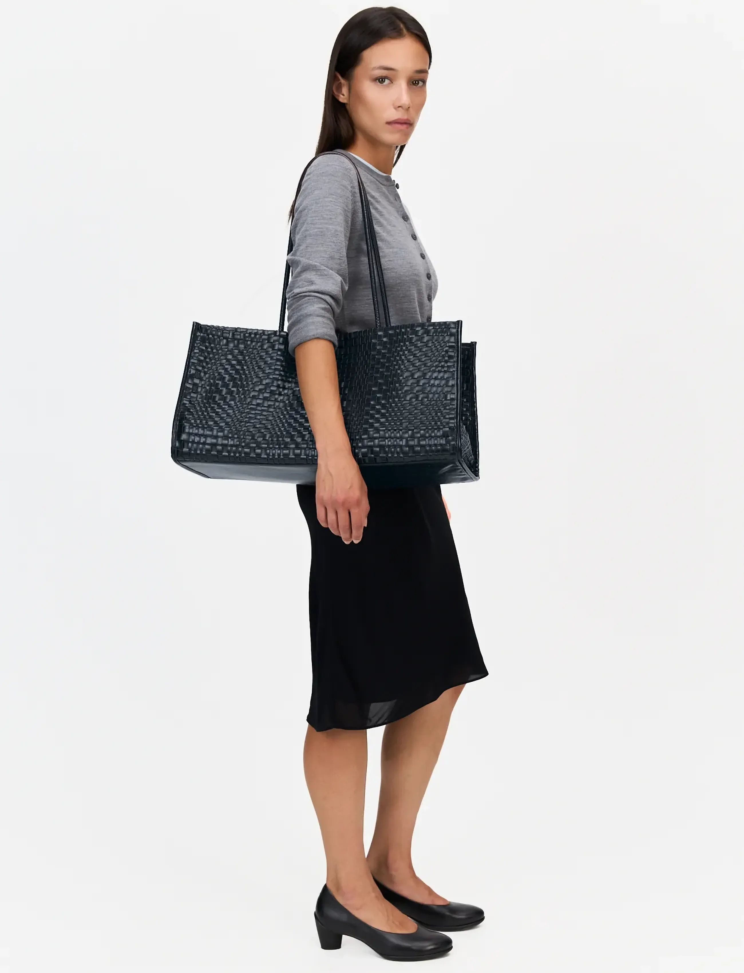 HVISK - HANNAH RAW STRUCTURE BRAIDED - tote bags - navy blue - 4