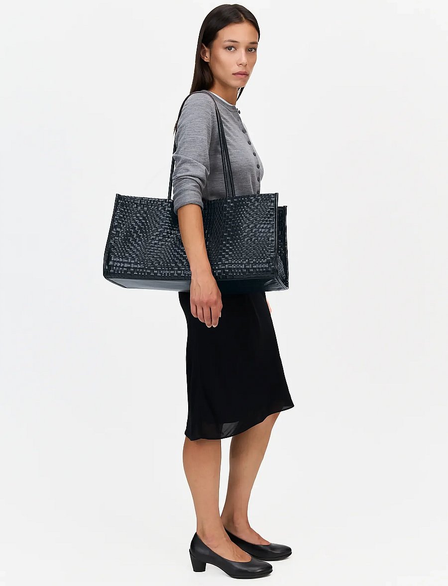 HVISK - HANNAH RAW STRUCTURE BRAIDED - tote bags - navy blue - 4