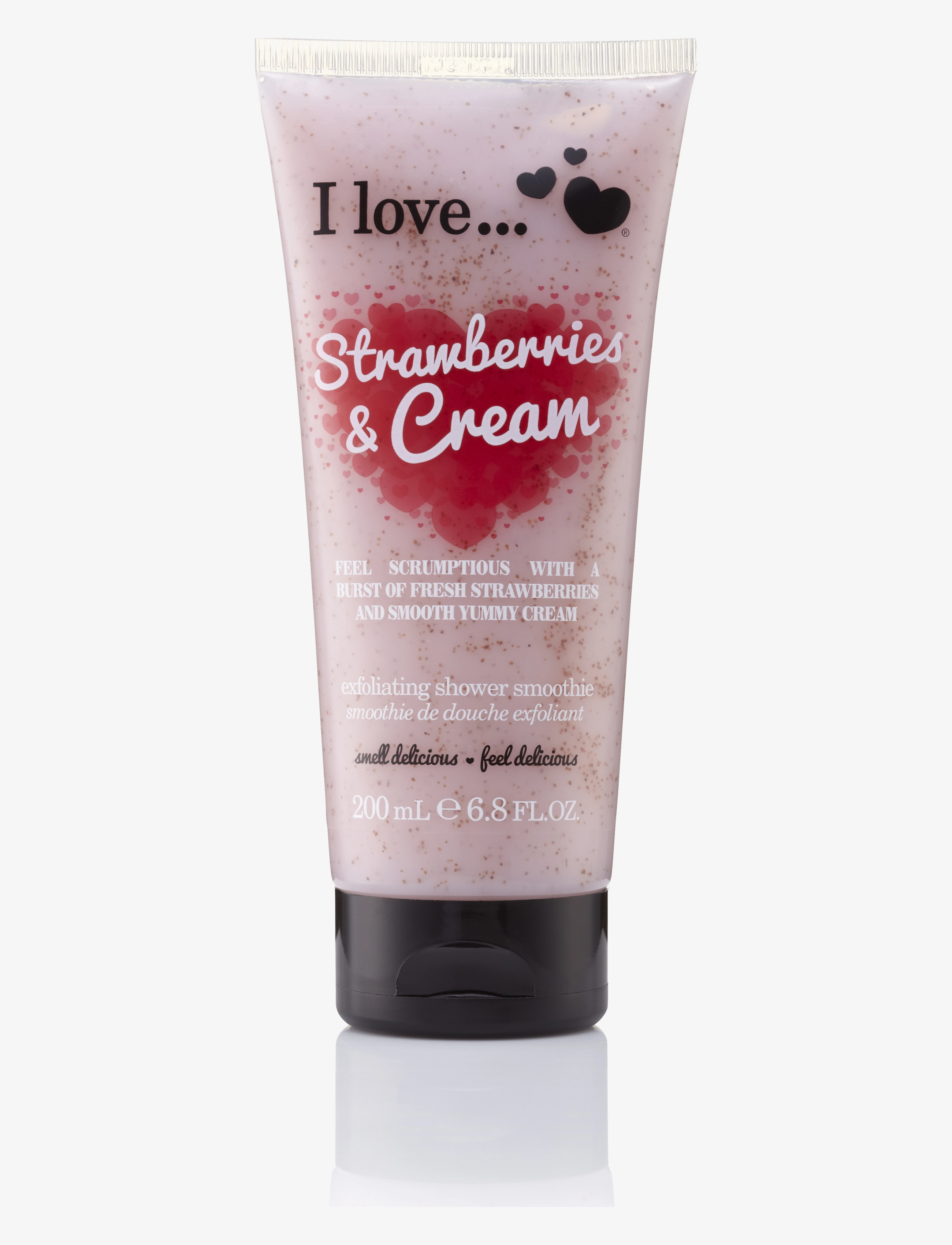 I LOVE I Love Exfoliating Shower Smoothie Strawberries Cream 200ml - Koorijad ja vannisoolad - STRAWBERRIES CREAM / clear