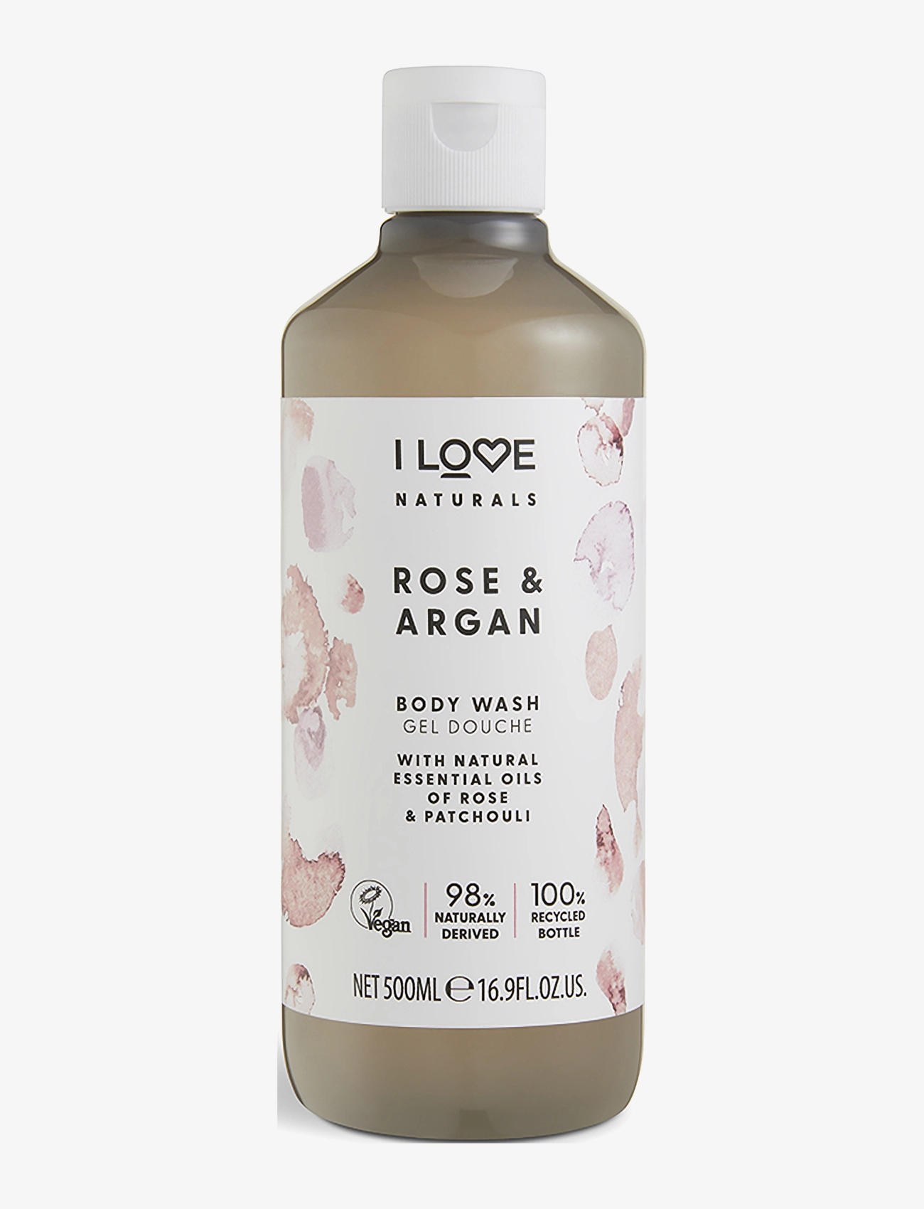 I LOVE I LOVE Naturals Body Wash Rose & Argan 500ml - Shower gel & Bruseolier - ROSE & ARGAN / clear