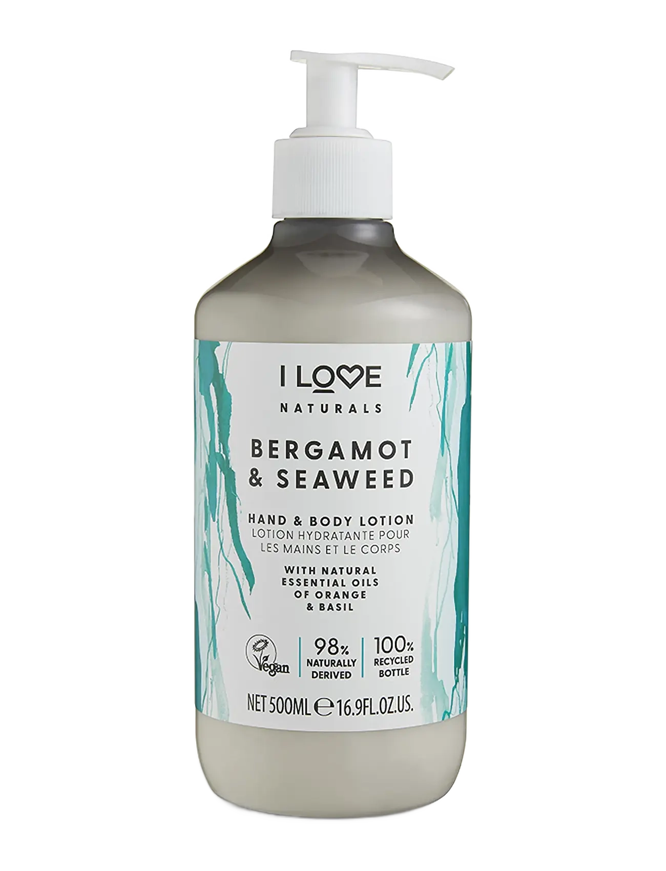 I LOVE I Love Naturals Hand & Body Lotion Bergamot & Seaweed, 500 ml, Nude, Håndpleje > Håndcreme, Dame