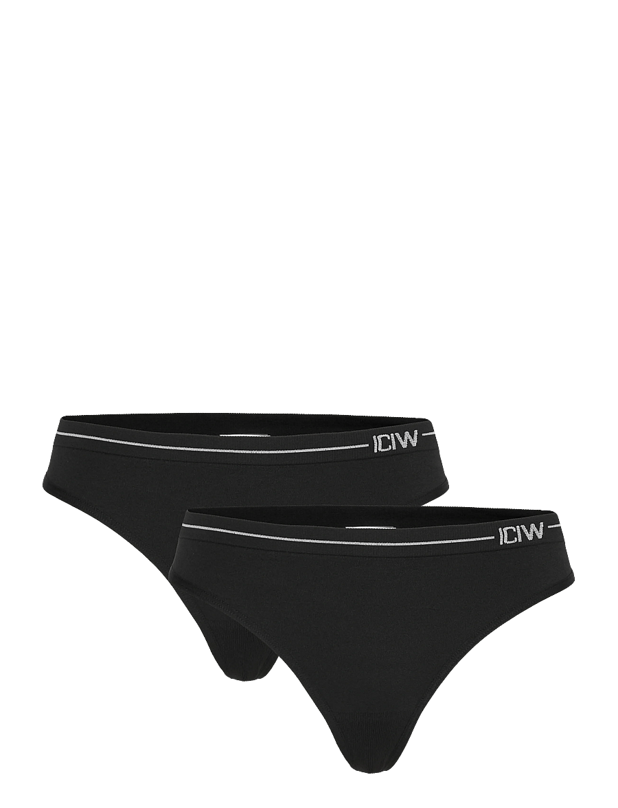 ICANIWILL - Everyday Seamless Thong 2-pack - undertøj og sokker - black - 1