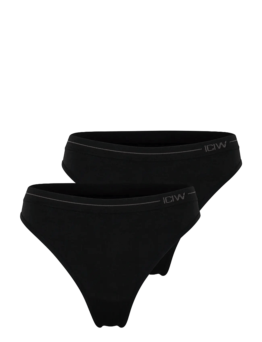 ICANIWILL - Everyday Seamless Thong 2-pack - undertøj og sokker - black - 2