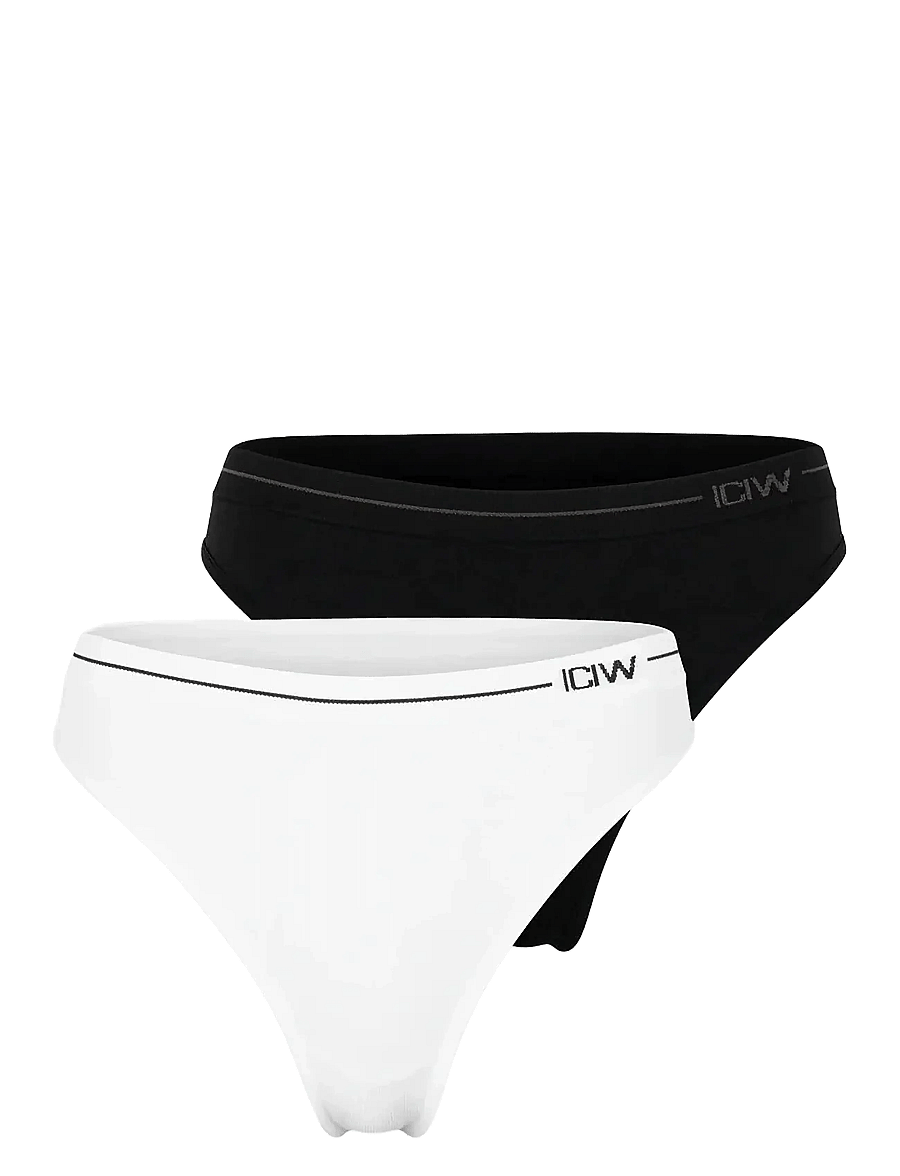 ICANIWILL - Everyday Seamless Thong 2-pack - alusvaatteet ja sukat - black/white - 1