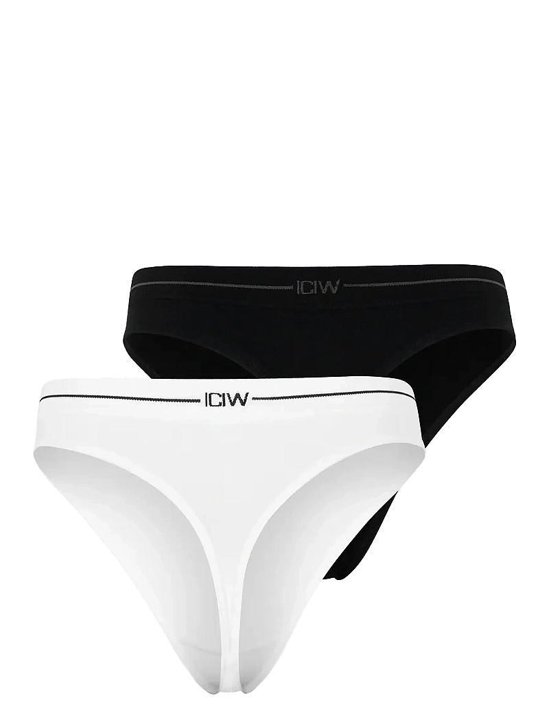 ICANIWILL - Everyday Seamless Thong 2-pack - undertøj - black/white - 2