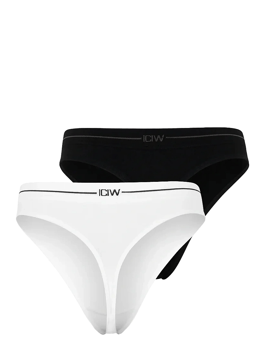 ICANIWILL - Everyday Seamless Thong 2-pack - alusvaatteet ja sukat - black/white - 2