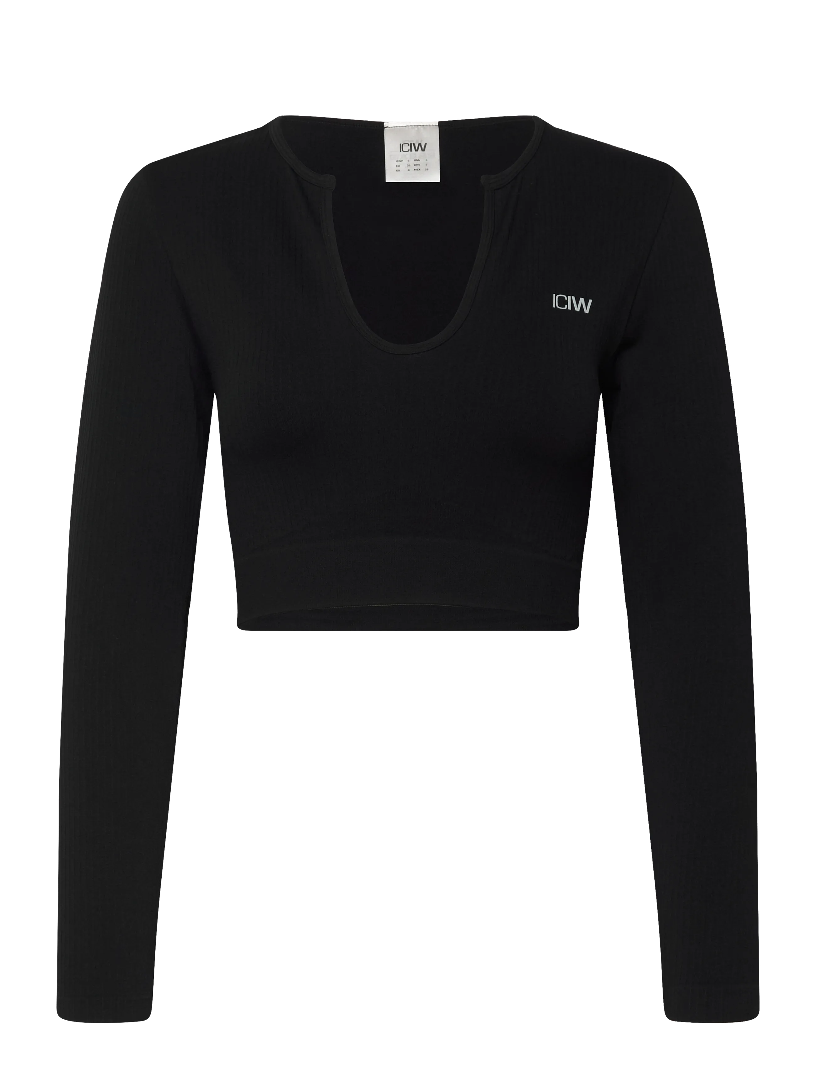 ICANIWILL Ribbed Define Seamless Cropped Long Sleeve - Crop tops - BLACK / black
