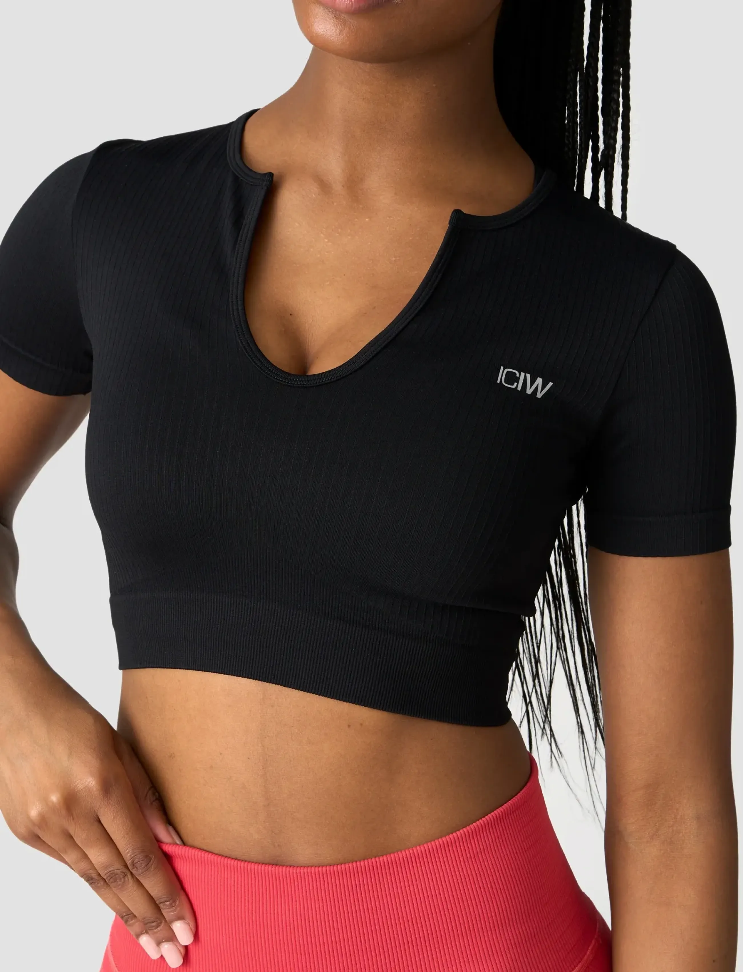 ICANIWILL - Ribbed Define Seamless Cropped T-shirt - laveste priser - black - 3