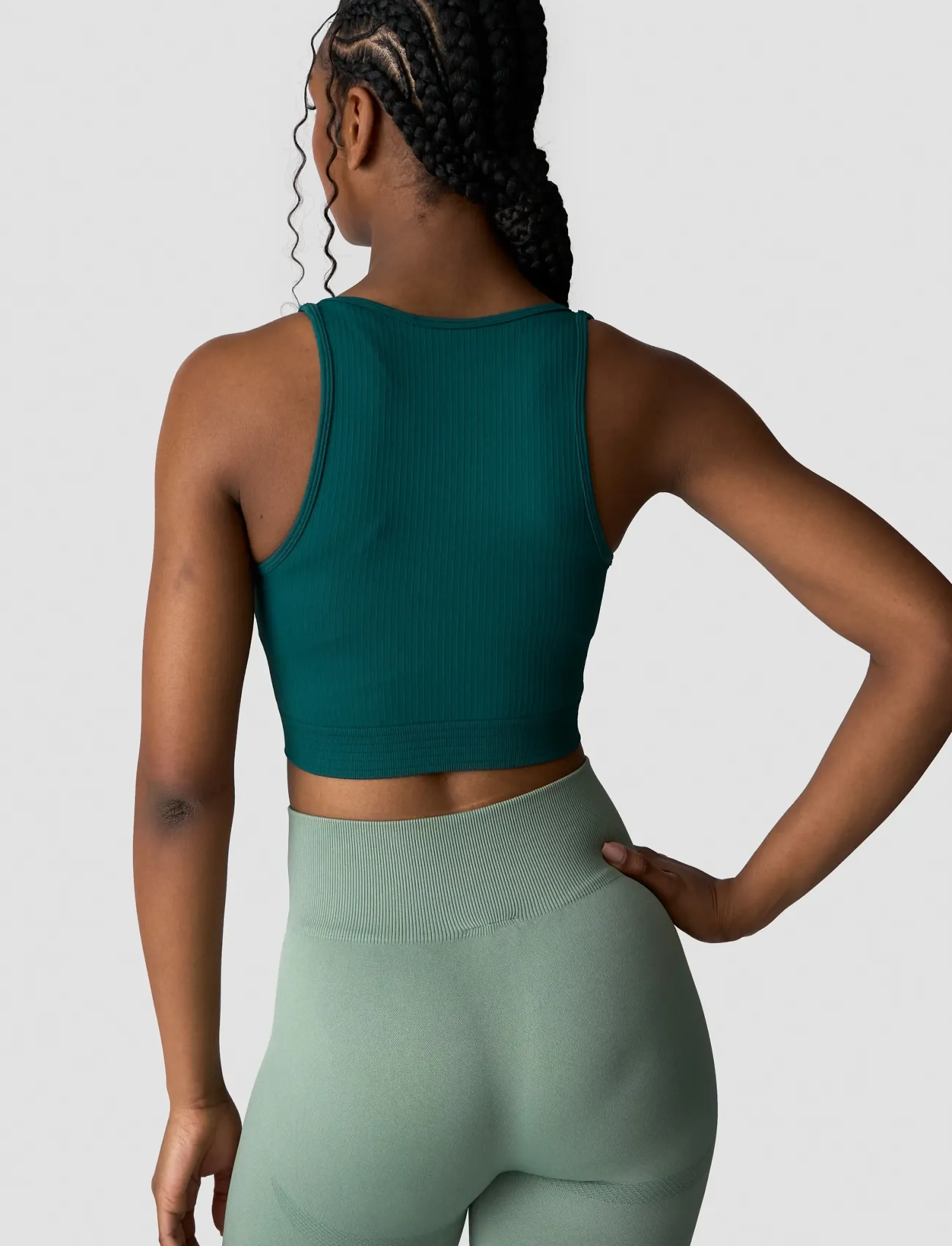 ICANIWILL - Ribbed Define Seamless Tank Top - tank tops - forest green - 4