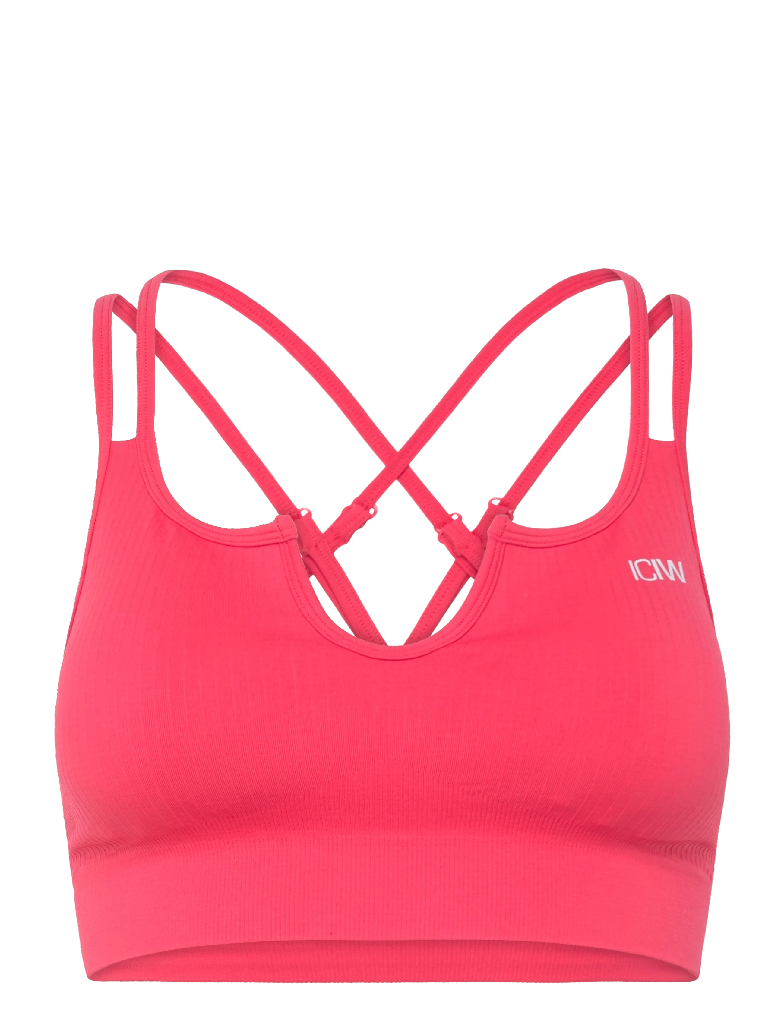 ICANIWILL Ribbed Define Seamless Strappy Bra - Booztlet only men - CORAL RED / coral
