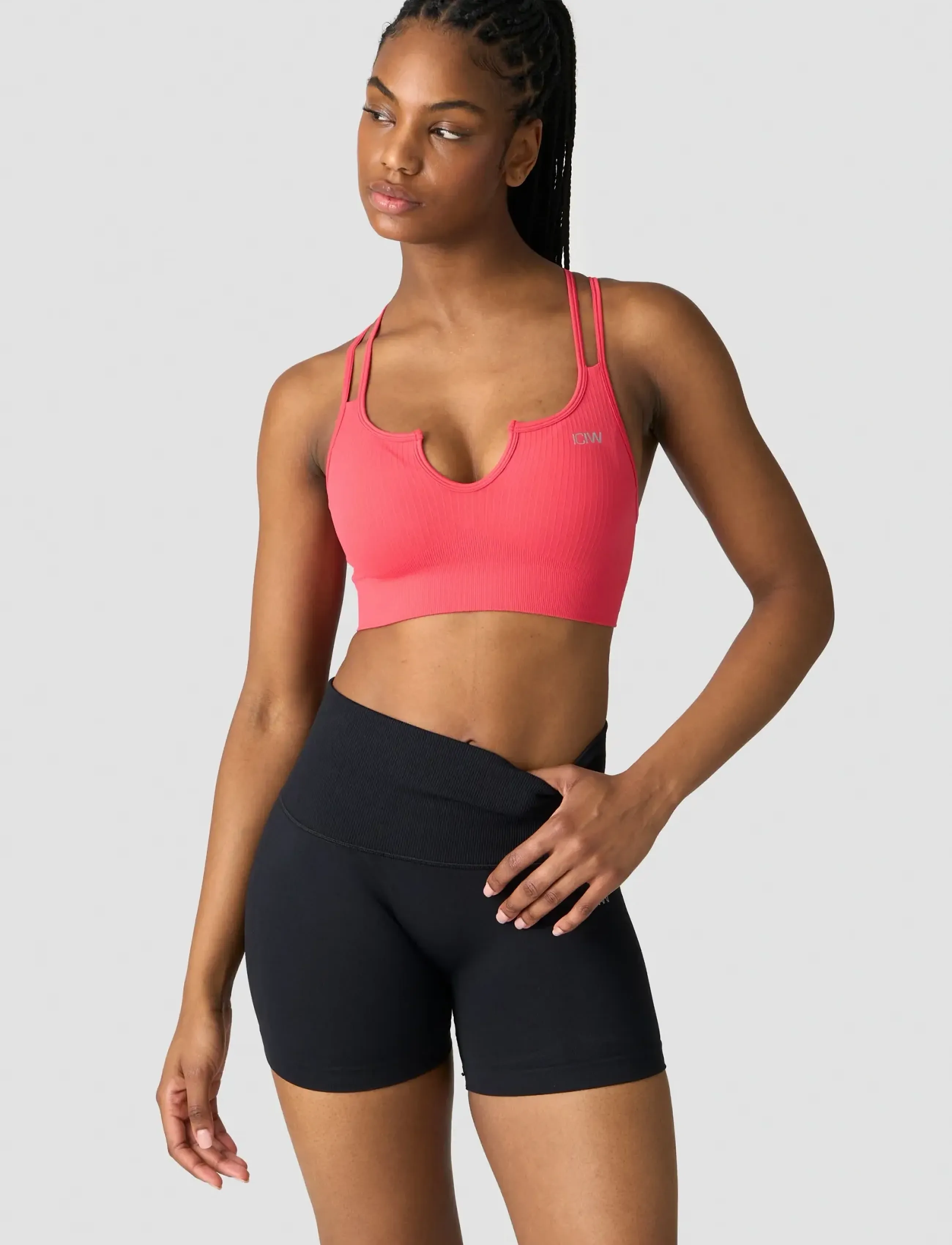ICANIWILL - Ribbed Define Seamless Strappy Bra - laveste priser - coral red - 4
