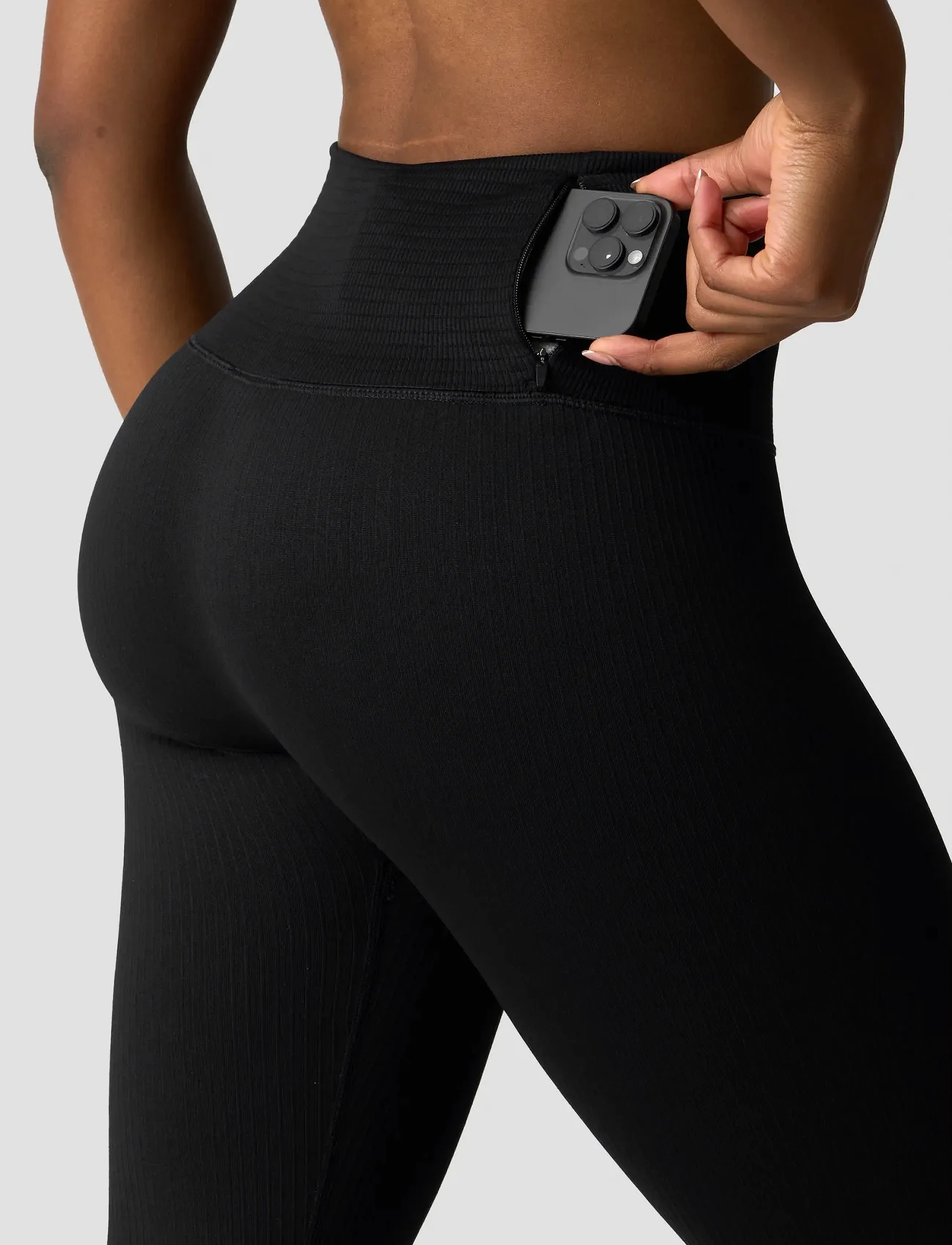 ICANIWILL - Ribbed Define Seamless Pocket Tights - trainingstights - black - 3