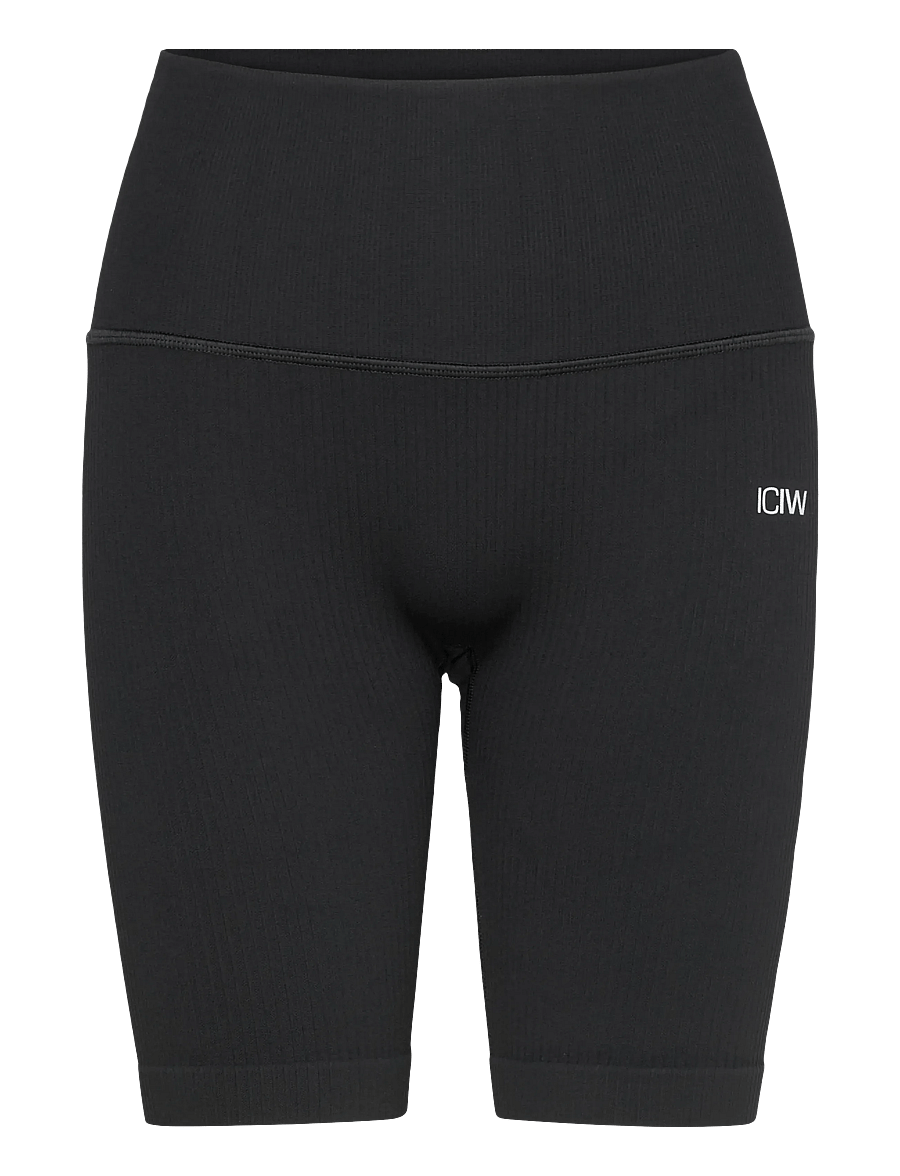 ICANIWILL - Ribbed Define Seamless Pocket Biker Shorts - 1/2 länge - black - 1