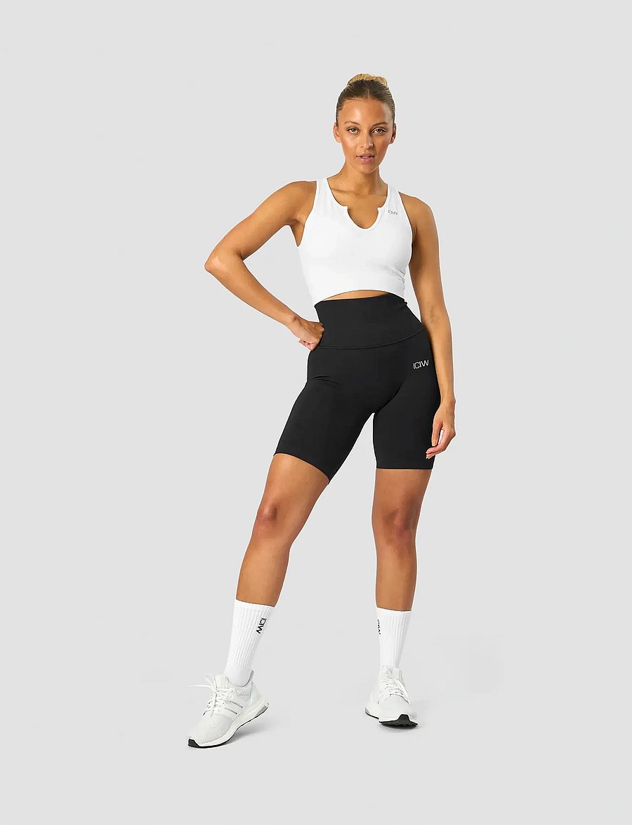 ICANIWILL - Ribbed Define Seamless Pocket Biker Shorts - 1/2 länge - black - 0