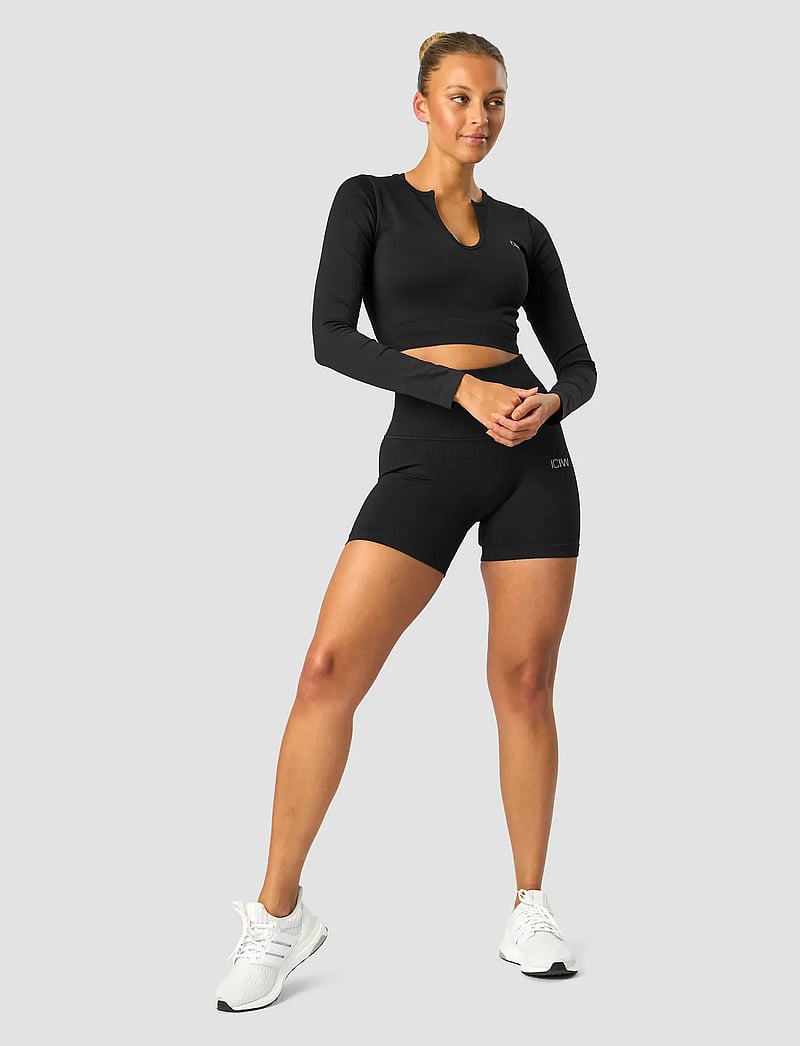 ICANIWILL - Ribbed Define Seamless Pocket Shorts - treningstights - black - 5
