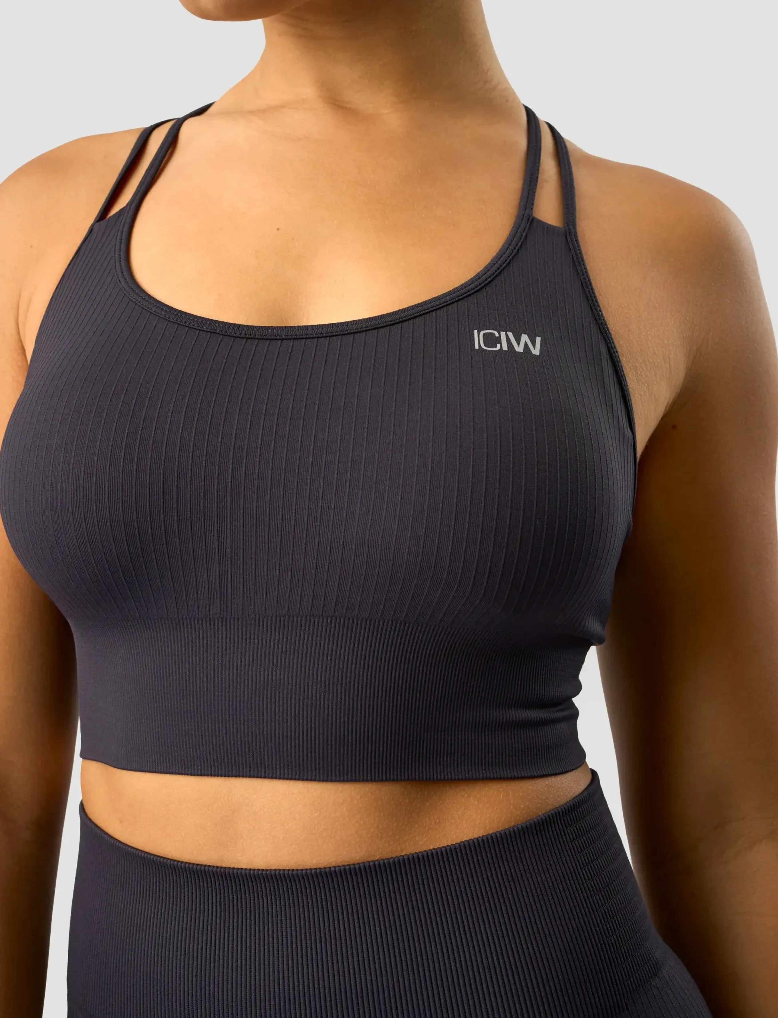 ICANIWILL - Ribbed Define Seamless Sports Bra-Dk Graphite-XXL - laveste priser - dk graphite - 4