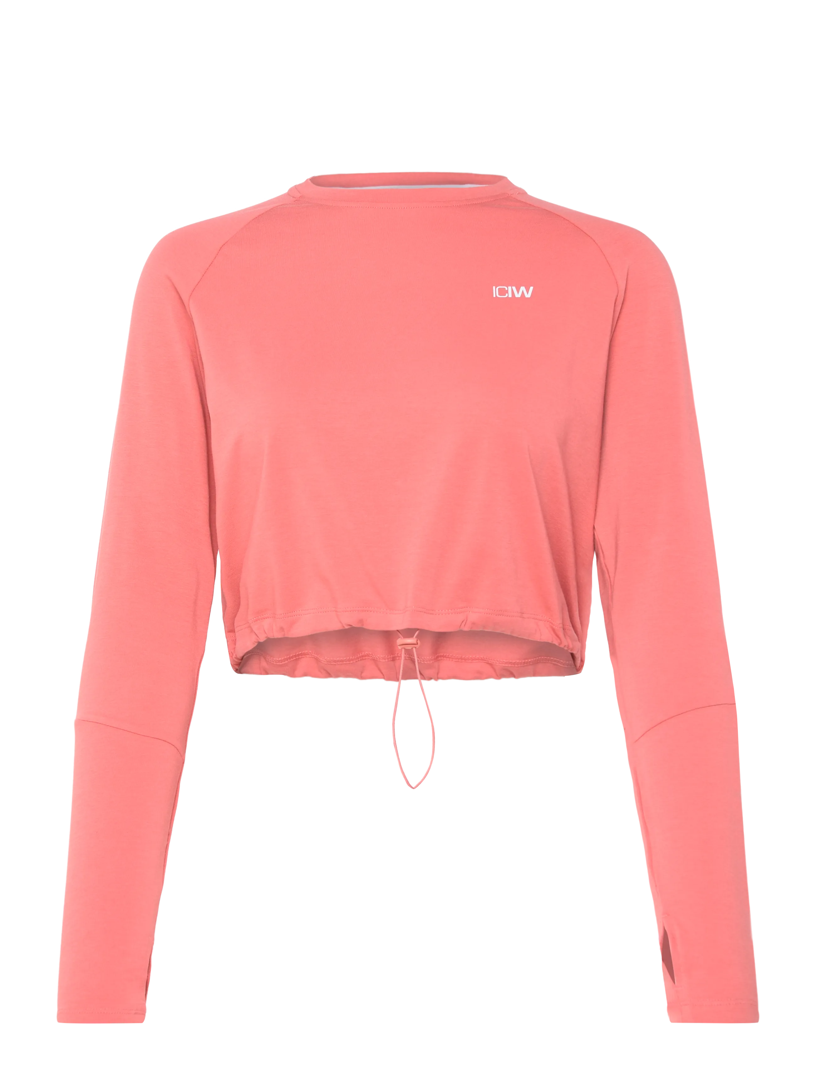 ICANIWILL Define Cropped Adjustable Long Sleeve W - Basics - DK ROSE / white