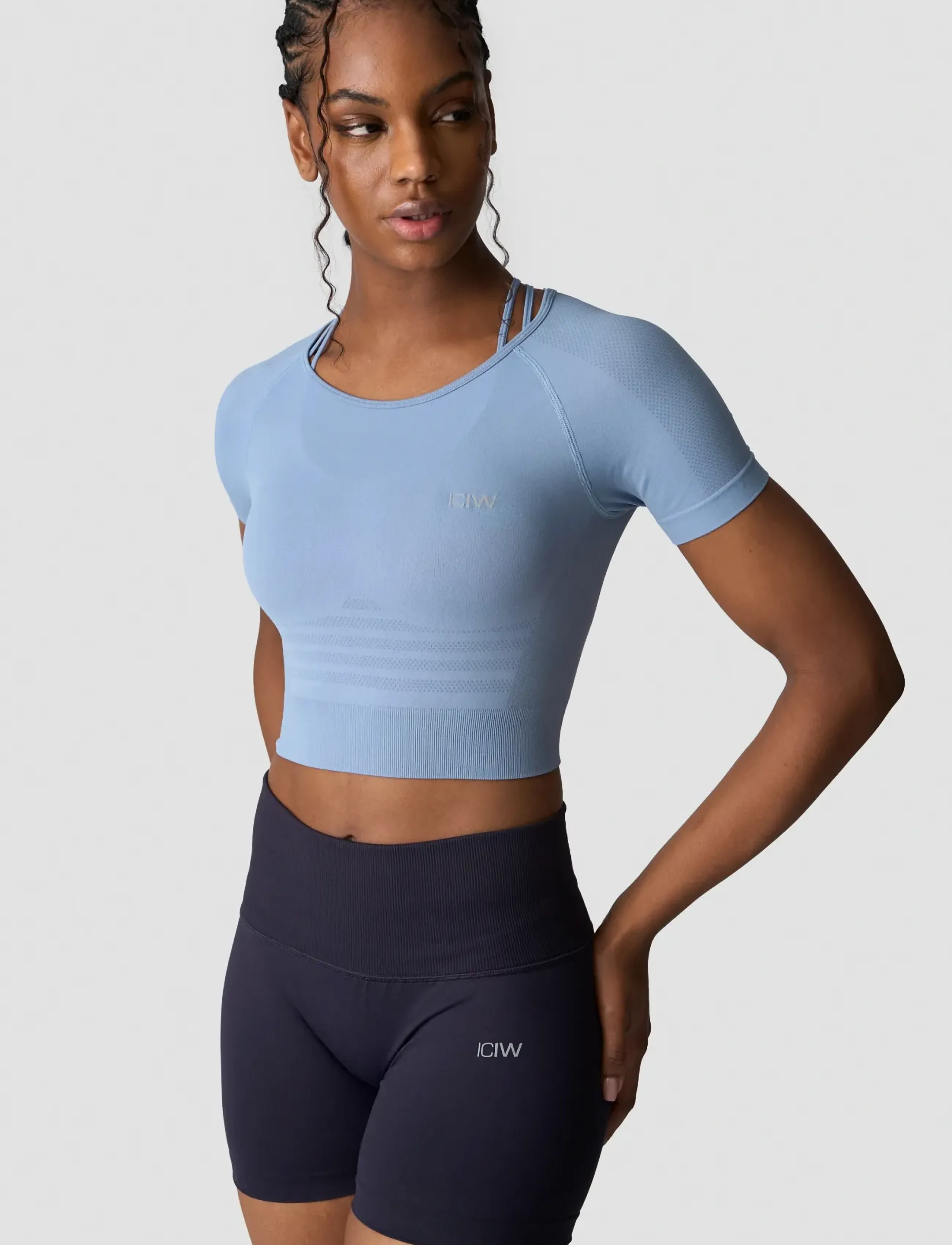 ICANIWILL - Define Seamless Cropped T-shirt W - die niedrigsten preise - metal blue - 4