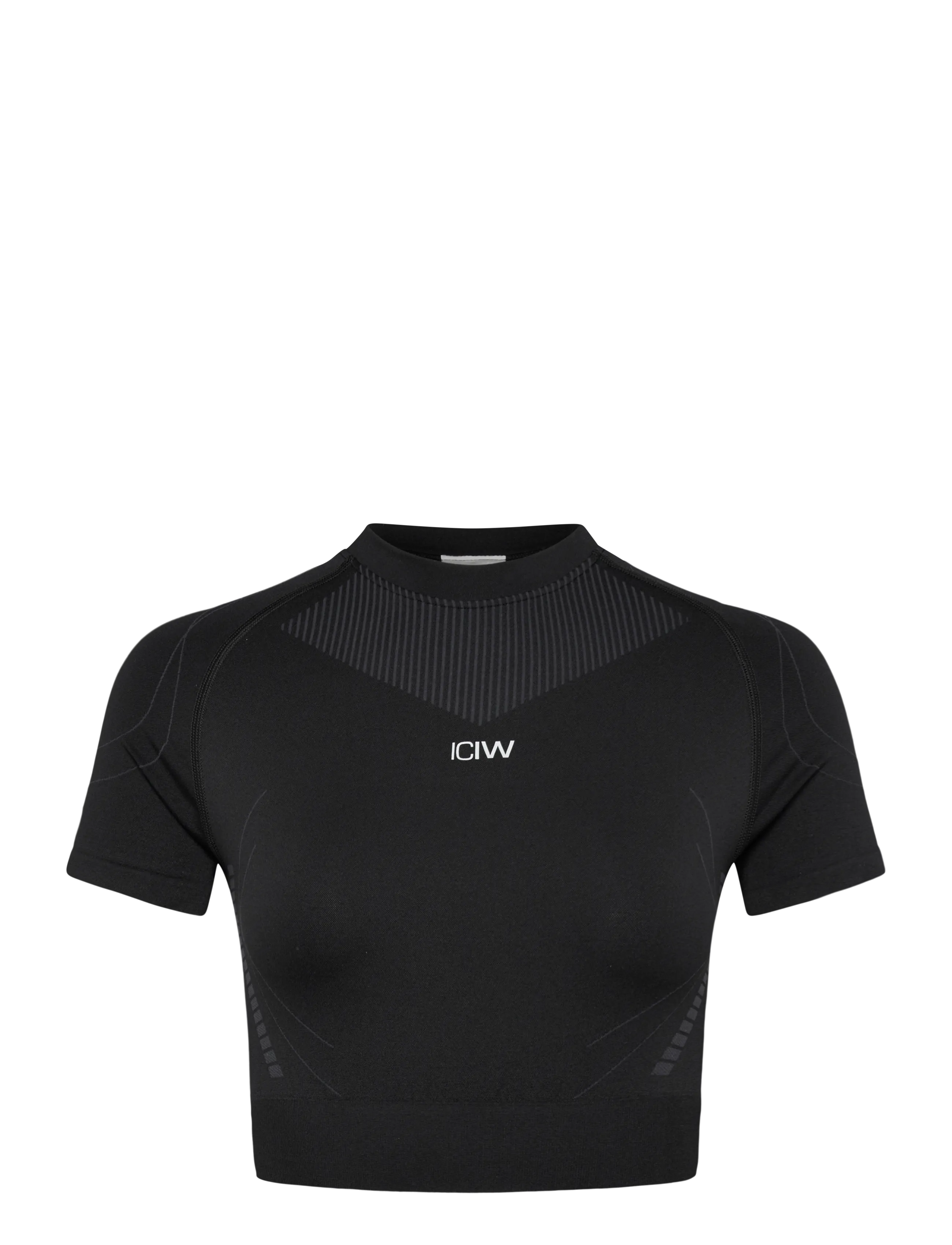 ICANIWILL Ultra Seamless Cropped T-shirt Wmn - Riided - BLACK / black