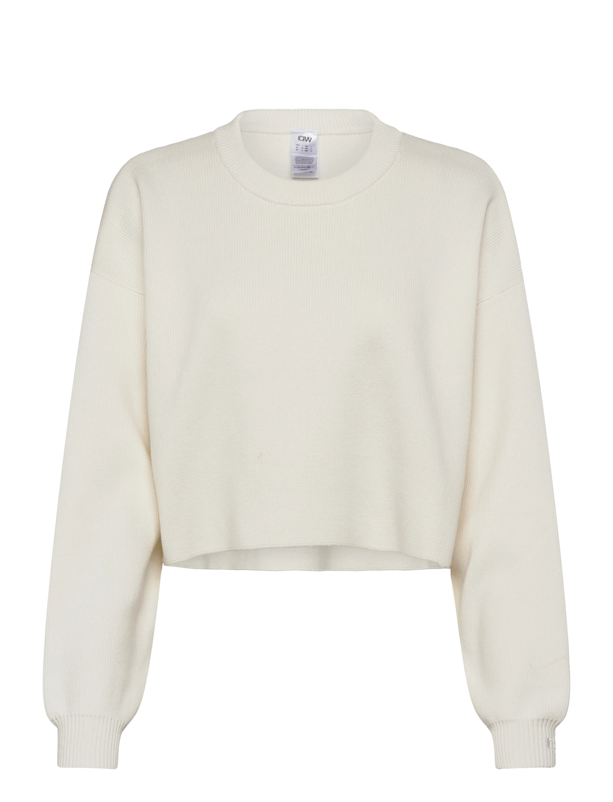 ICANIWILL Soft Knit Oversized Cropped Crewneck Weiß - L - Damen
