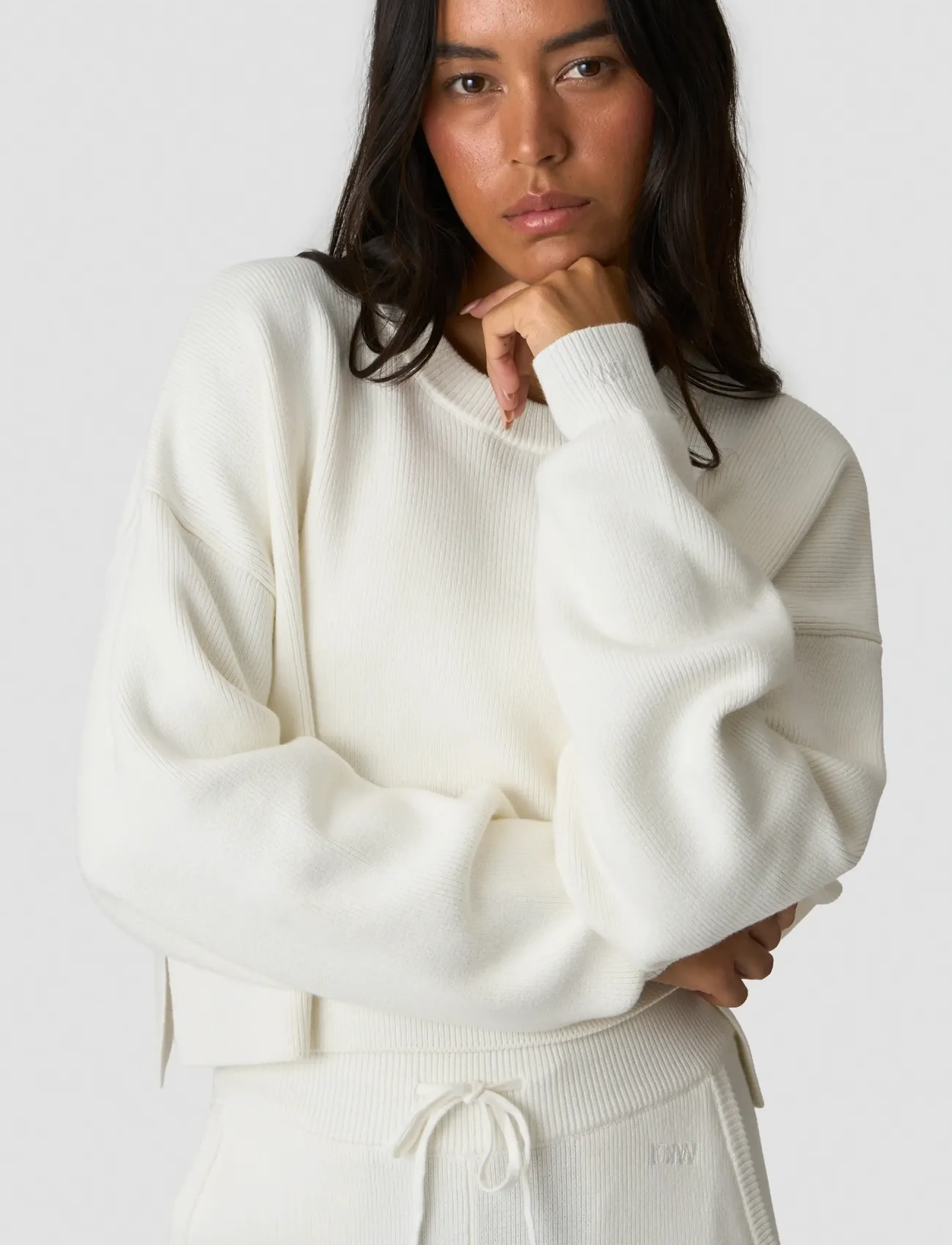 ICANIWILL - Soft Knit Oversized Cropped Crewneck - white - 4