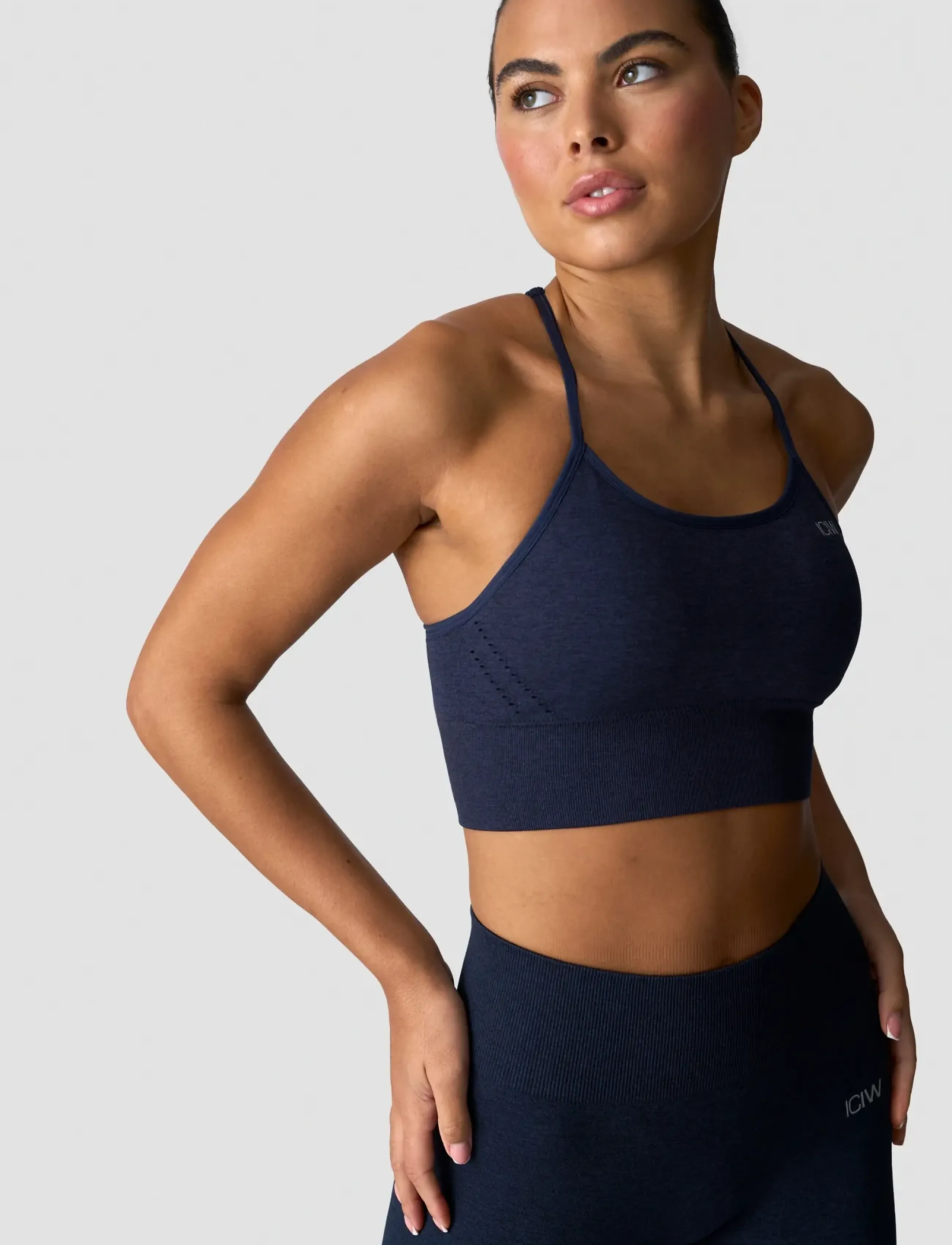 ICANIWILL - Queen Mesh Seamless Sports Bra-Metal Blue Melange-XL - laveste priser - navy melange - 4