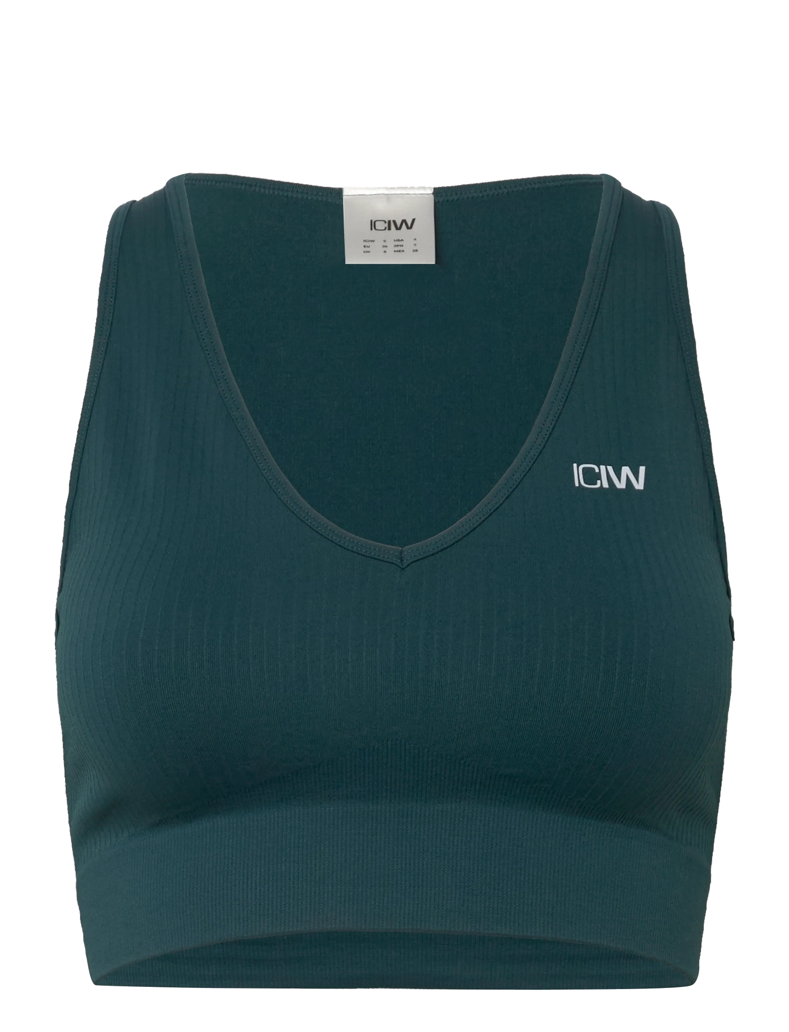 ICANIWILL Ribbed Define Cropped V-neck Tank W - Kleider und Tops - FOREST GREEN / green
