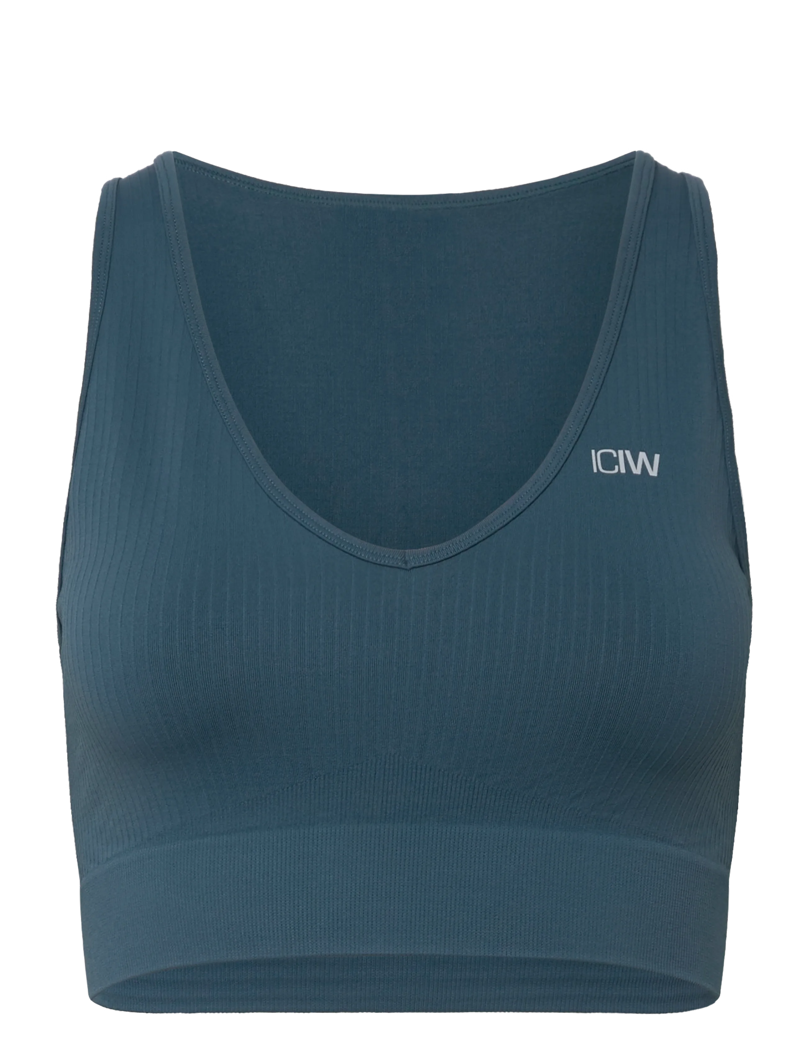 ICANIWILL Ribbed Define Cropped V-neck Tank W - Tanktops - LIGHT FADED TEAL / green