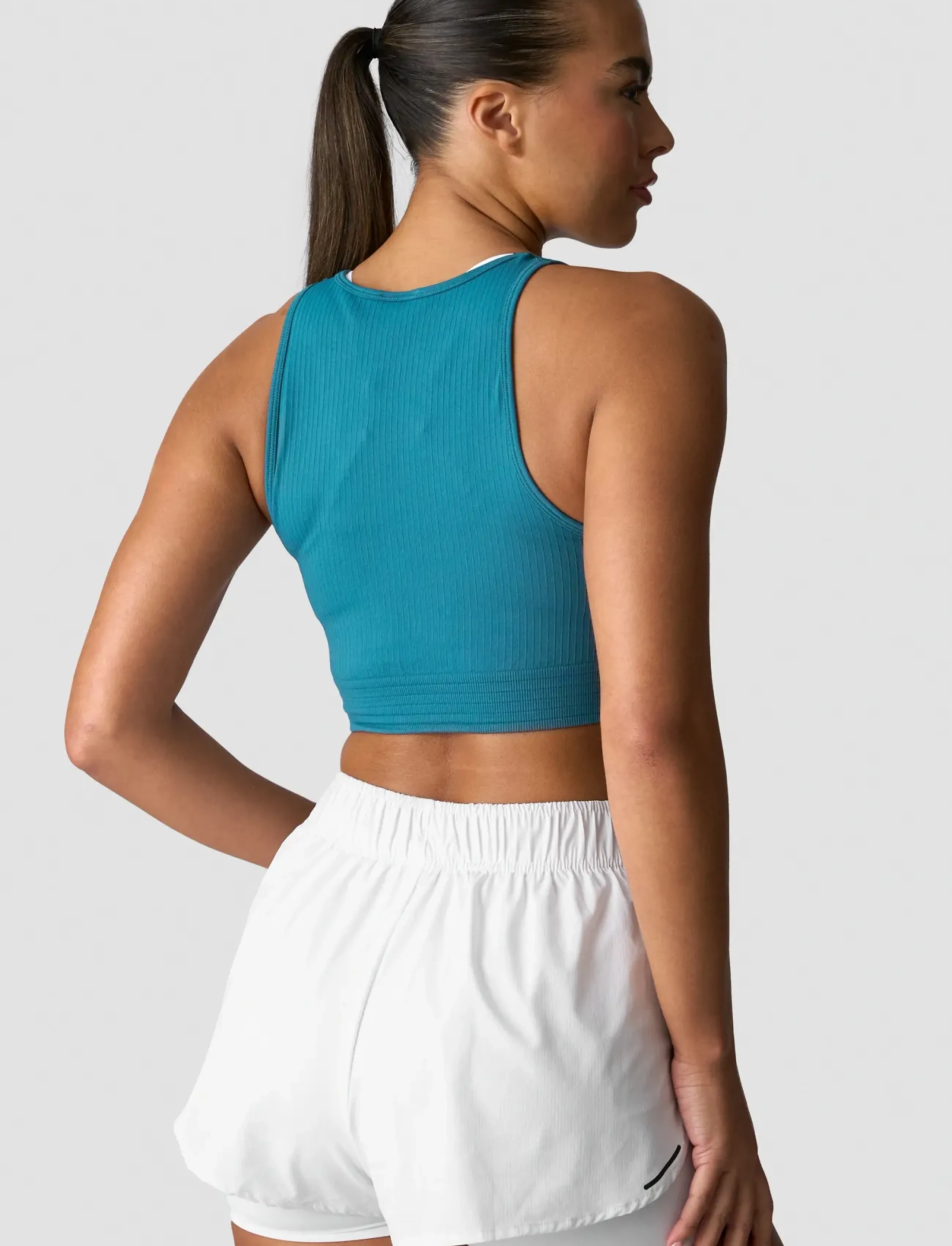 ICANIWILL - Ribbed Define Cropped V-neck Tank W - laveste priser - light faded teal - 4