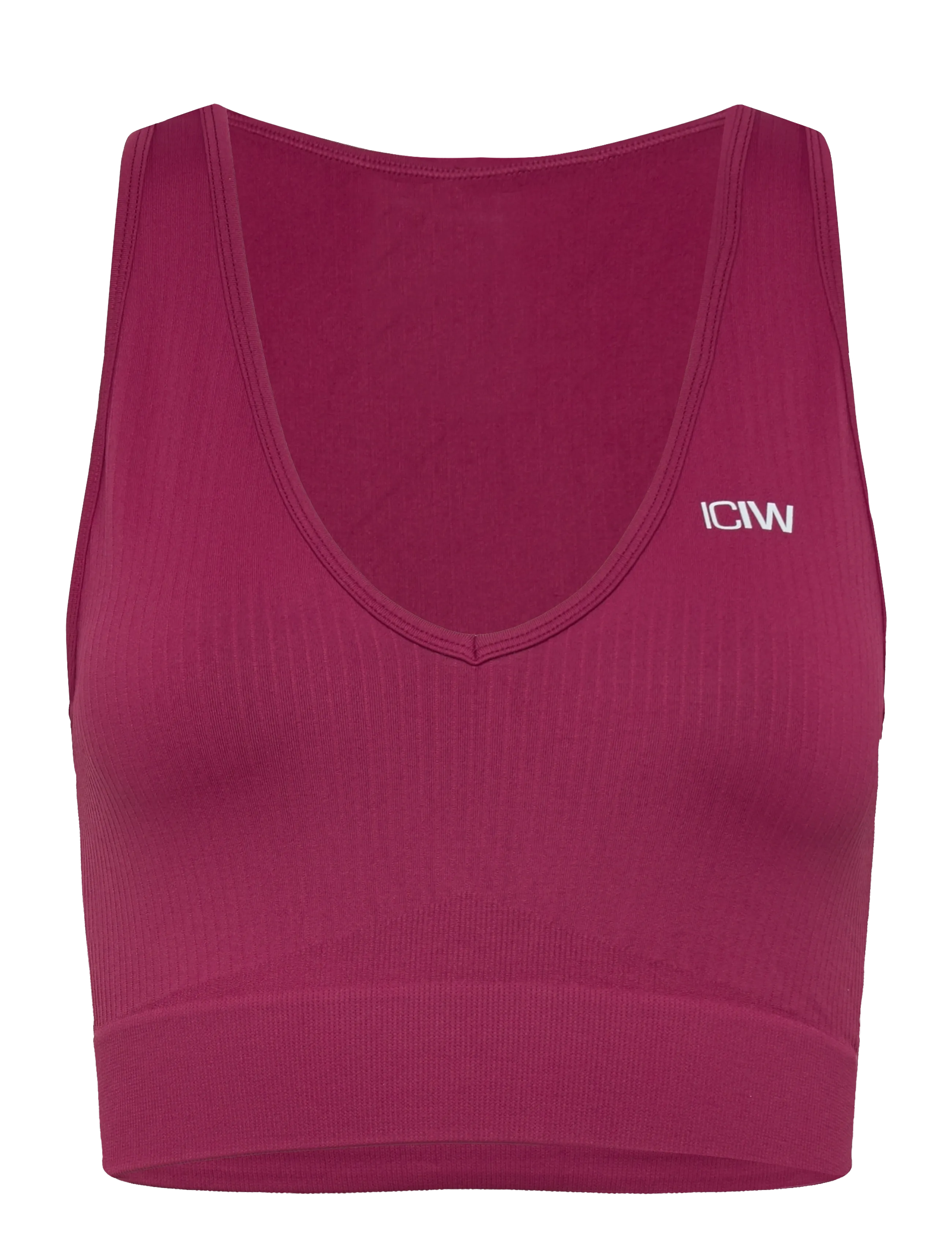 ICANIWILL Ribbed Define Cropped V-neck Tank W - Kleidung - MAGENTA ROSE / burgundy