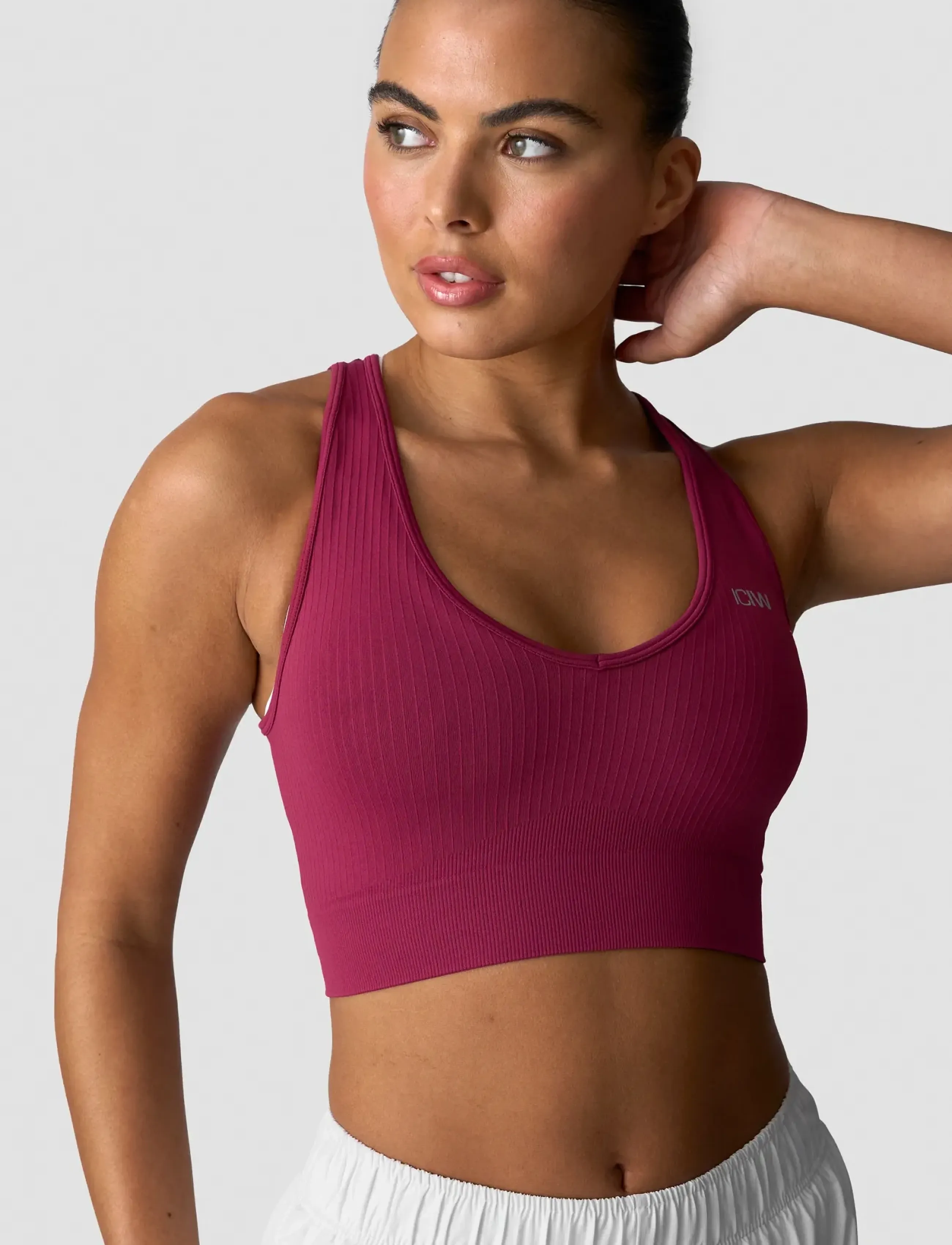 ICANIWILL - Ribbed Define Cropped V-neck Tank W - laveste priser - magenta rose - 3