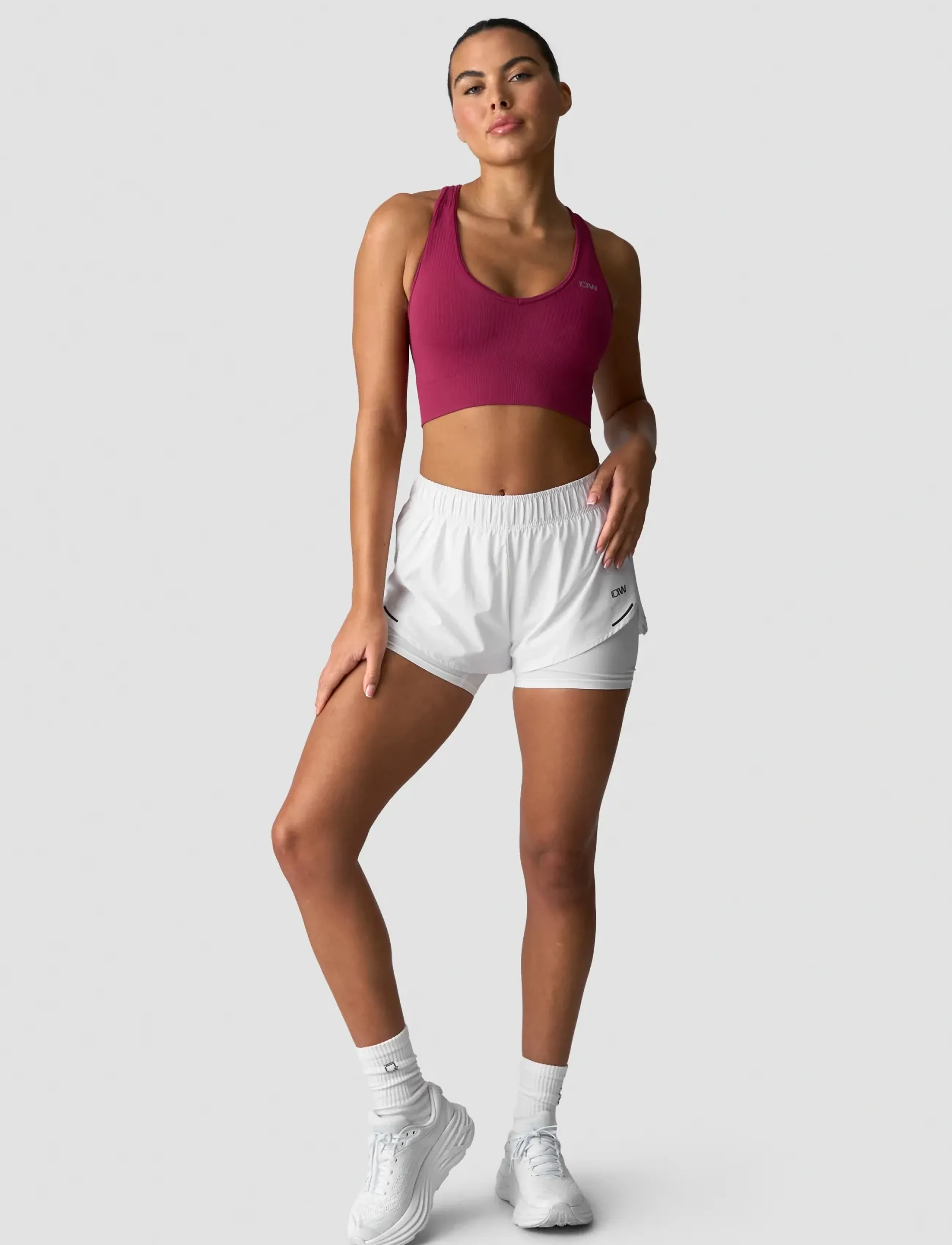 ICANIWILL - Ribbed Define Cropped V-neck Tank W - laveste priser - magenta rose - 5