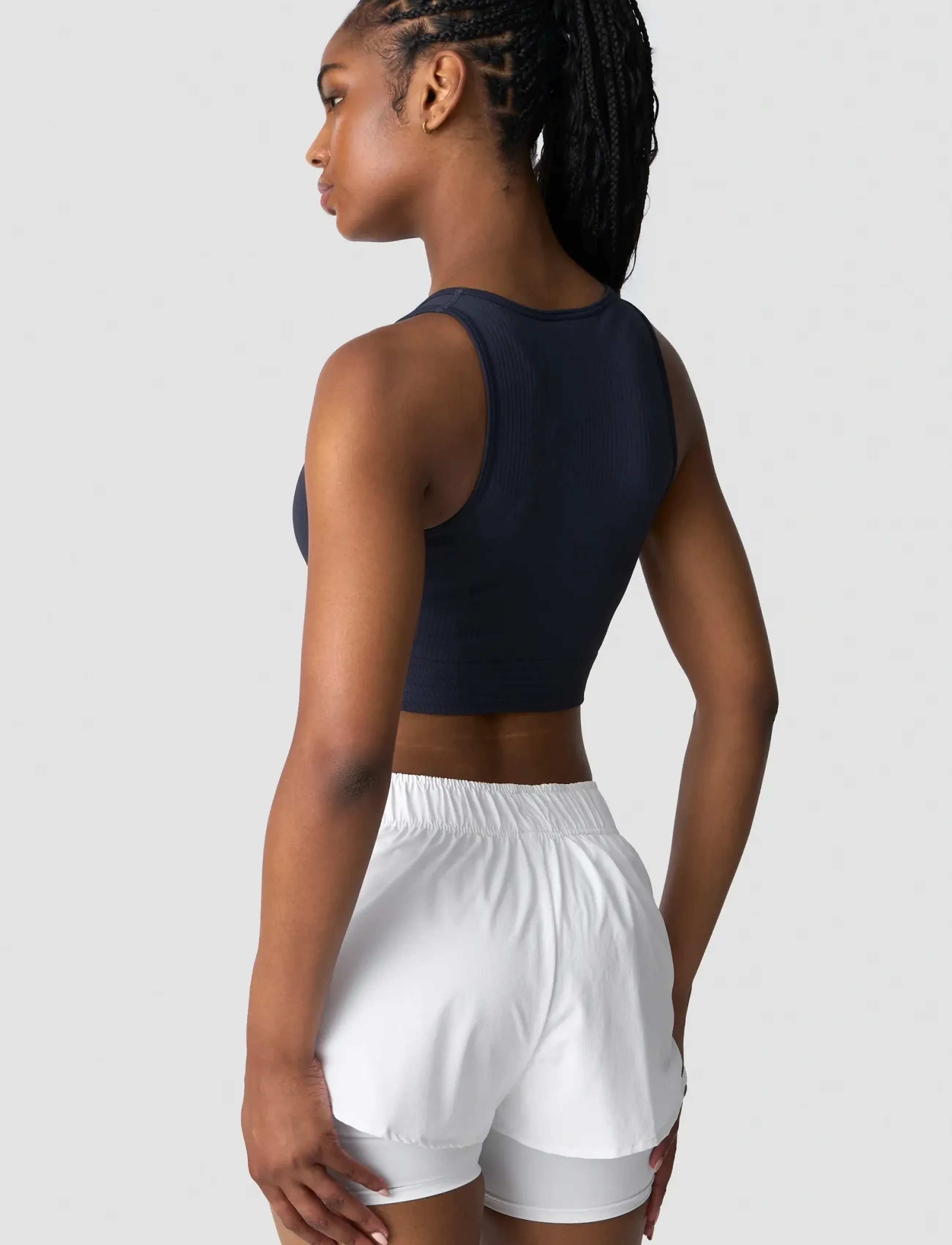 ICANIWILL - Ribbed Define Cropped V-neck Tank W - die niedrigsten preise - navy - 4