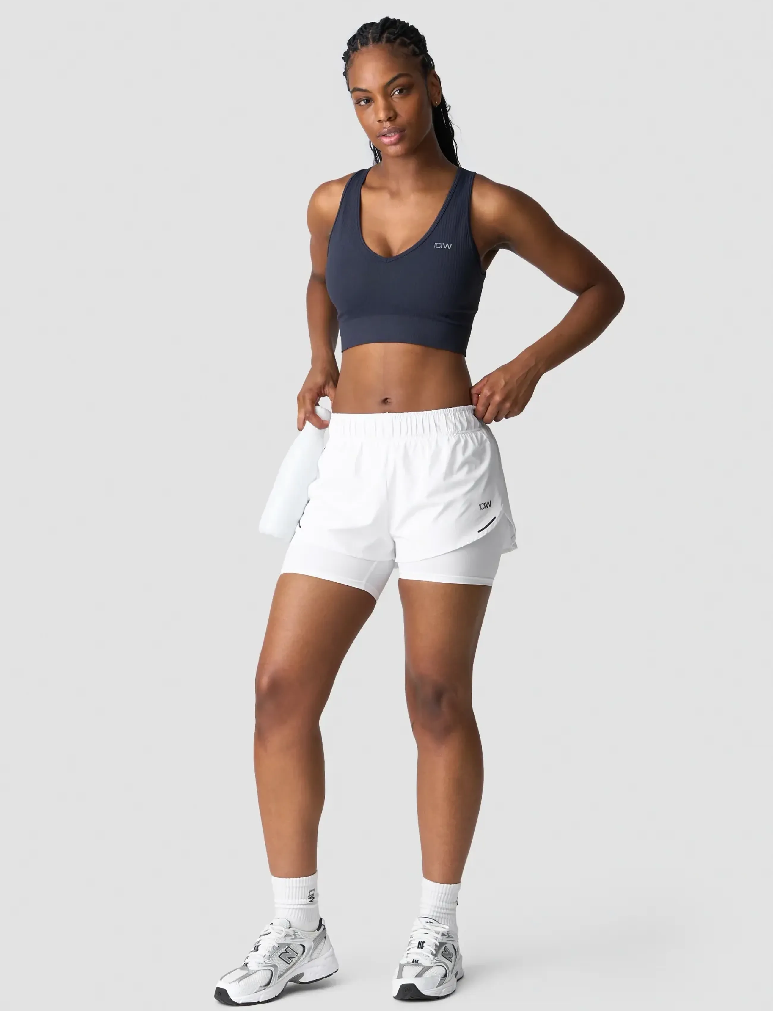 ICANIWILL - Ribbed Define Cropped V-neck Tank W - die niedrigsten preise - navy - 5
