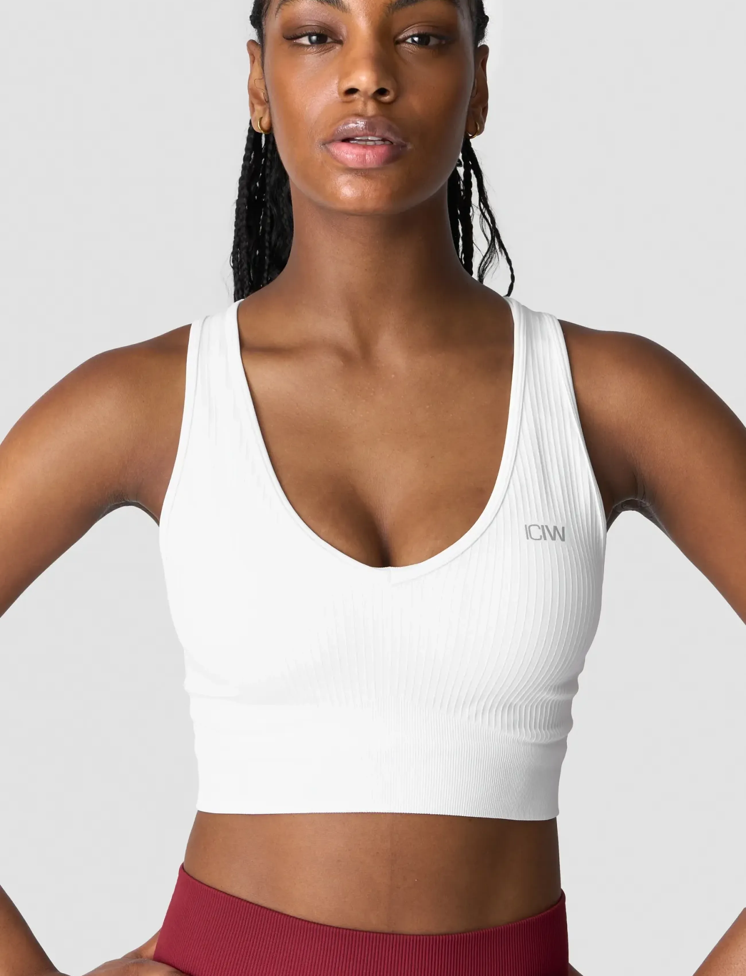 ICANIWILL - Ribbed Define Cropped V-neck Tank W - laveste priser - white - 3