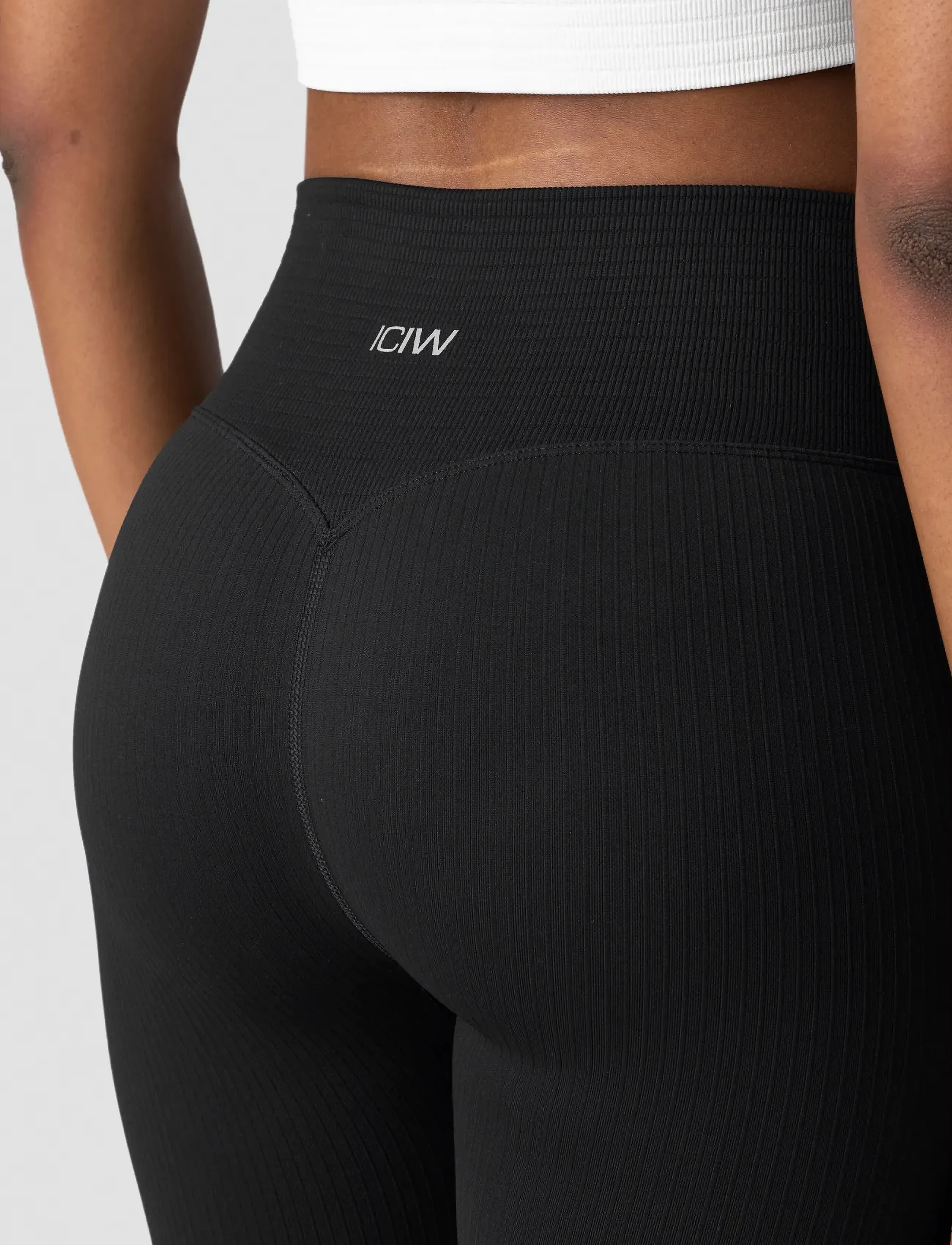 ICANIWILL Ribbed Define Seamless Flared Tights, Kvinder, Ribbed Højtaljede Flared Tights, Sort, Str: XS