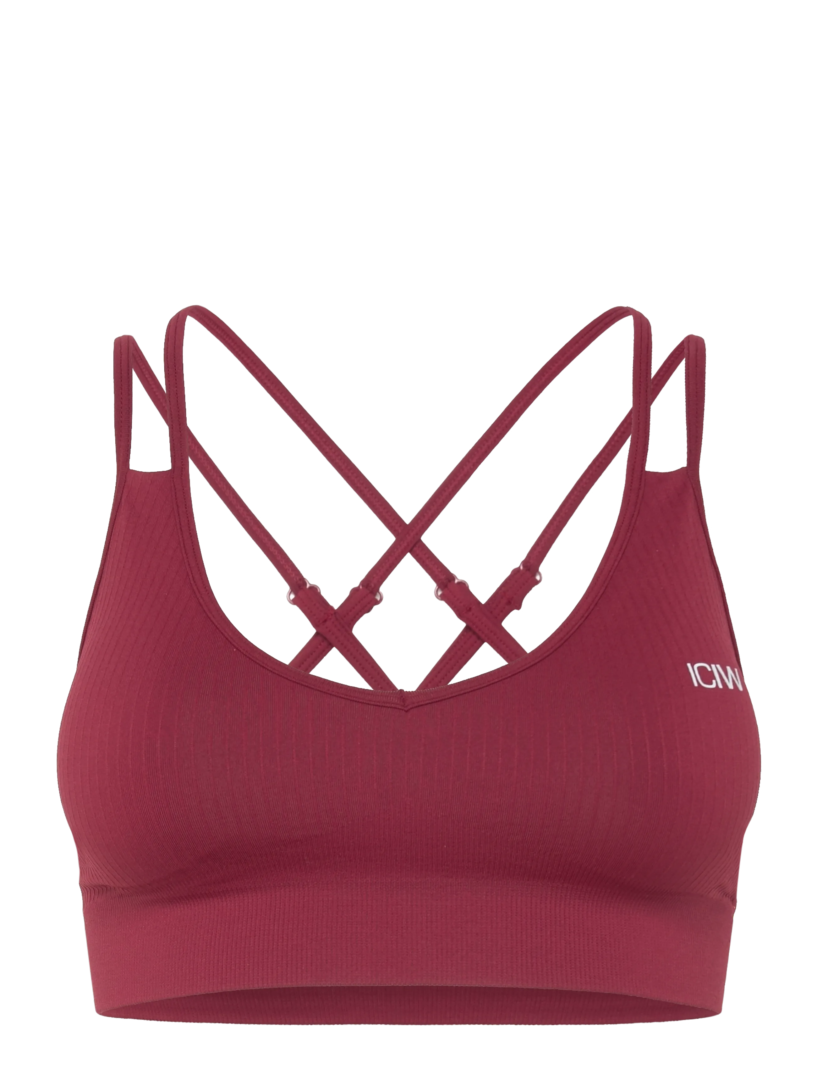 ICANIWILL Ribbed Define V-neck Sports Bra - BH:ar - BURGUNDY / burgundy